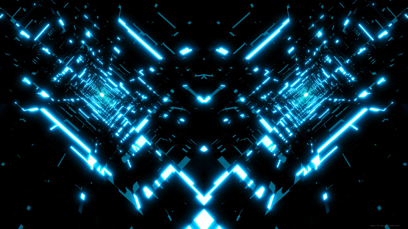 Illustration de Lumière Bleue et Noire. Wallpaper in 1366x768 Resolution