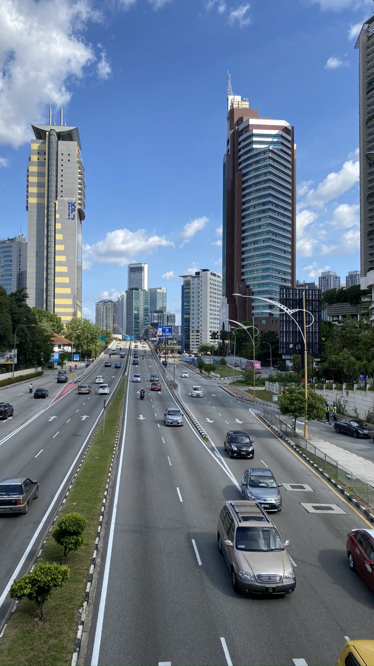Road, Tower Block, Natur, Blau, Architektur. Wallpaper in 750x1334 Resolution