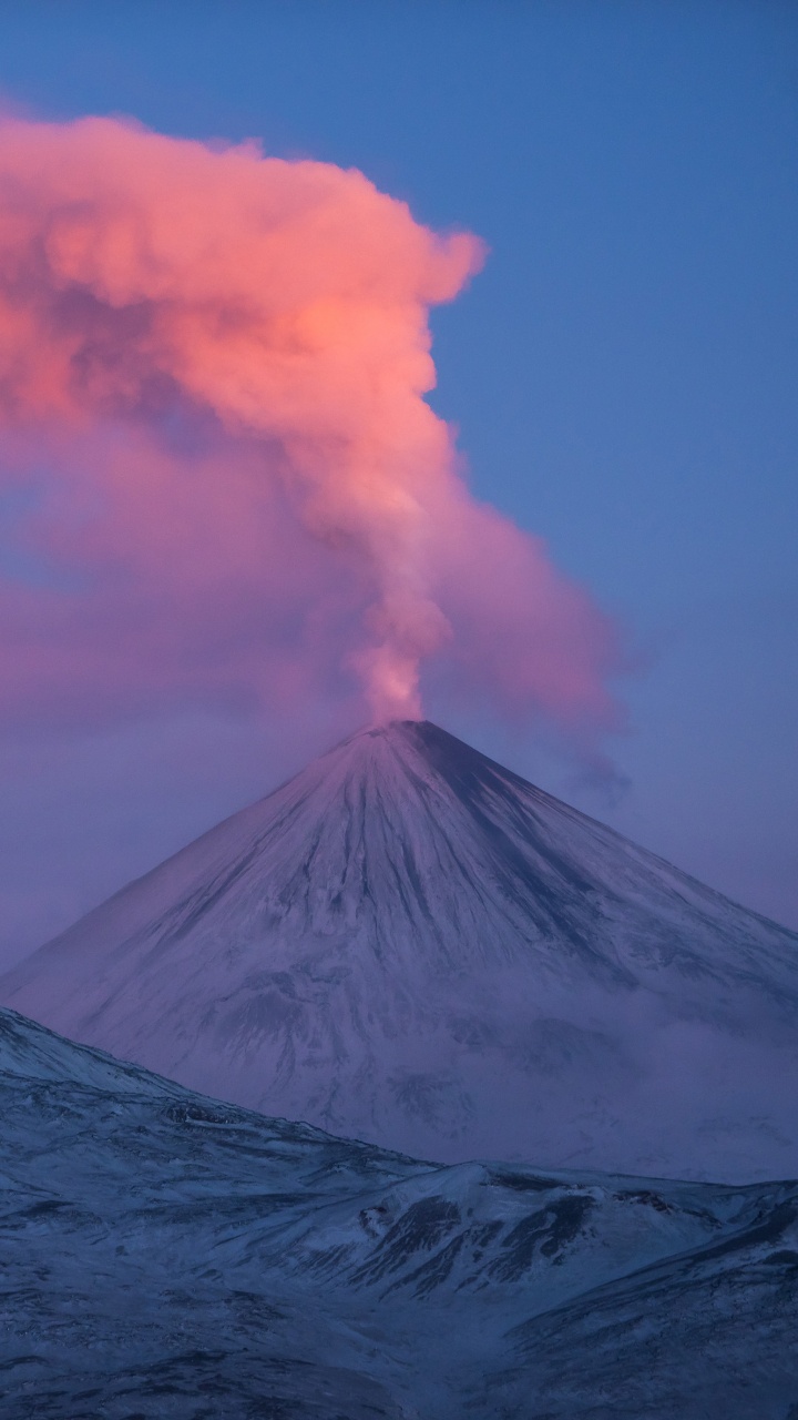行克柳切夫火山, 成层, 熔岩圆顶, 火山的地貌, 屏蔽火山 壁纸 720x1280 允许