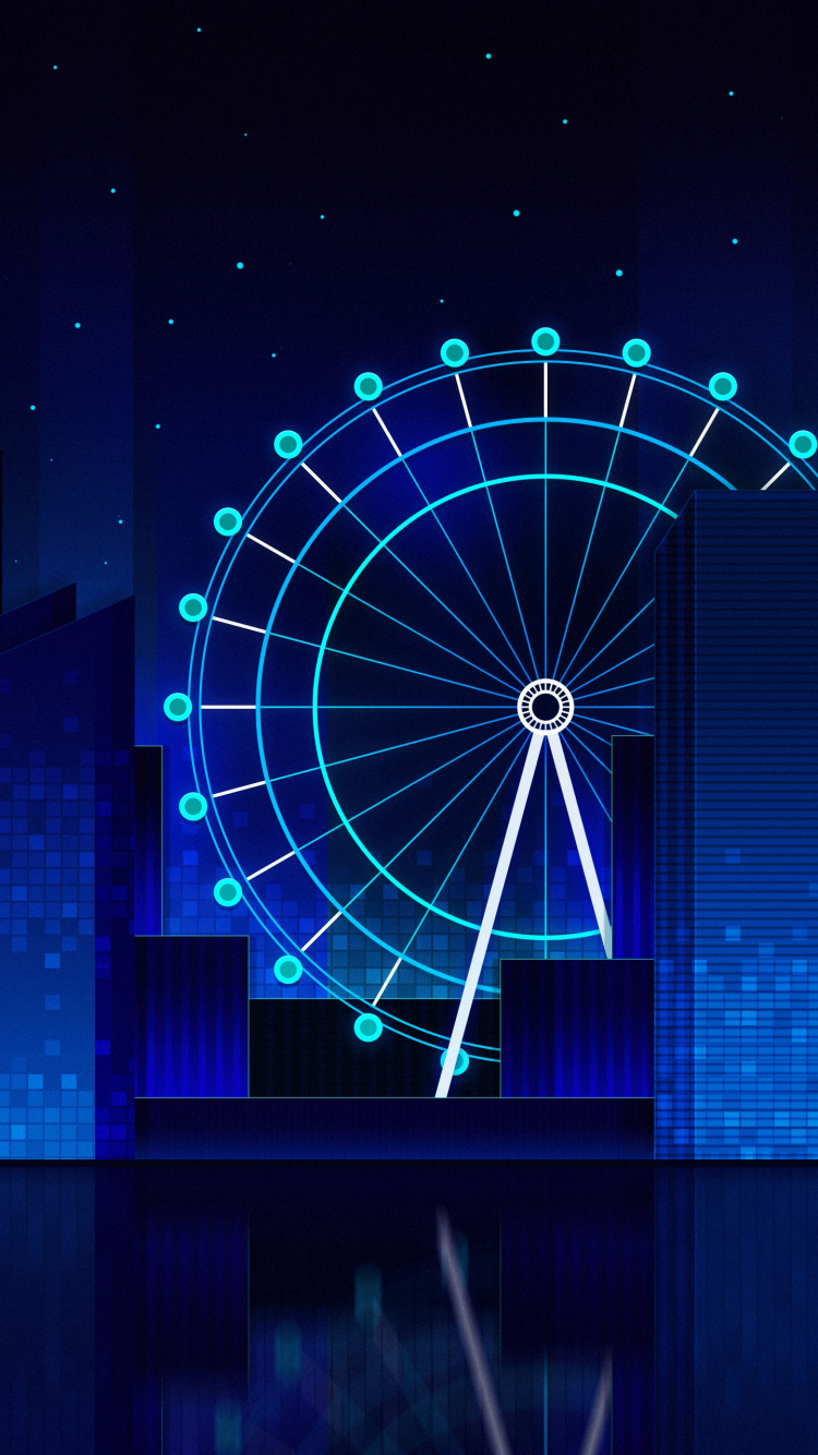 Vaporwave, Lumière, la Pureté de la Couleur, Bleu Majorelle, Ferris. Wallpaper in 750x1334 Resolution