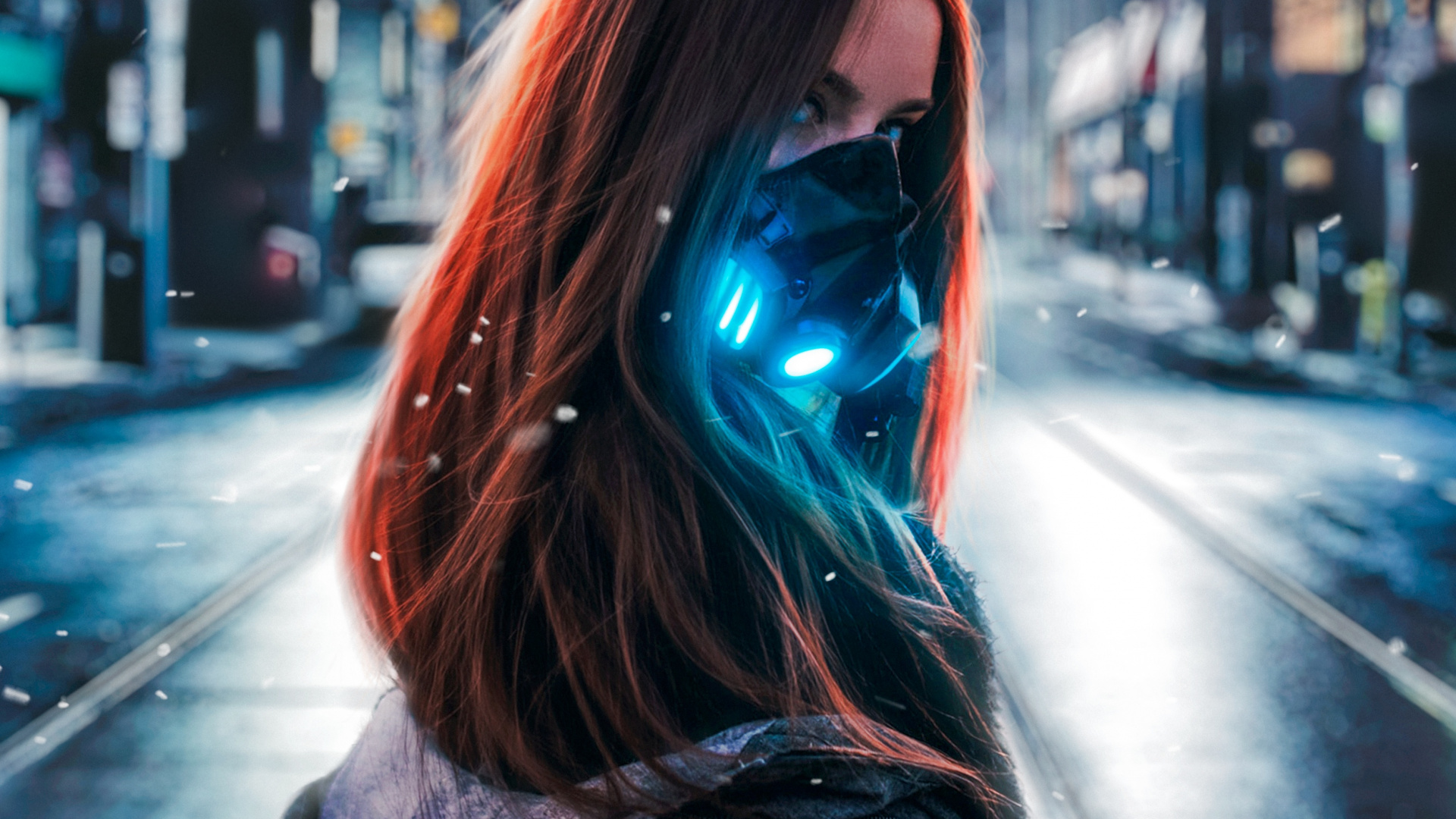 Mask Girl, Water, Light, Purple, Automotive Lighting. Wallpaper in 1920x1080 Resolution