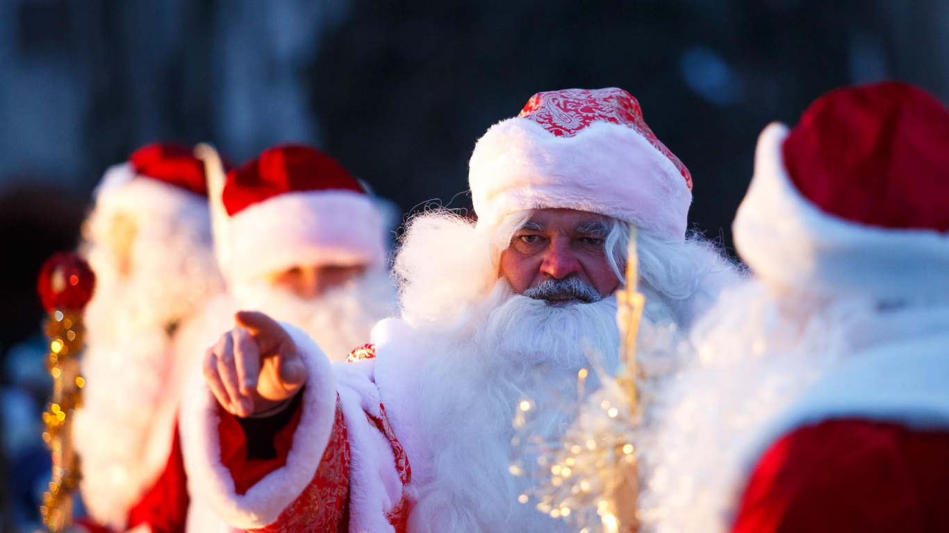 Santa Claus, Ded Moroz, Decoración de la Navidad, el Vello Facial, Tradición. Wallpaper in 1366x768 Resolution