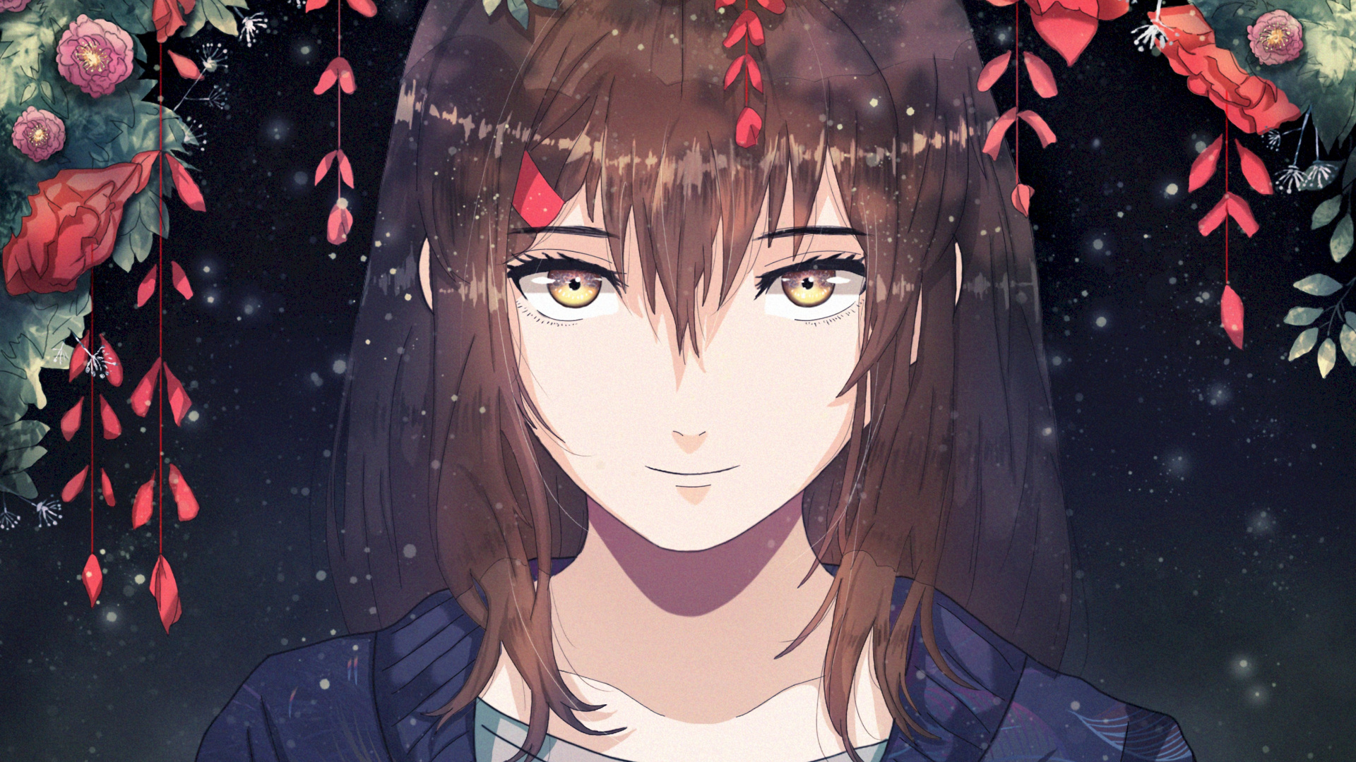 Frau im Blauen Langarmhemd Anime-Charakter. Wallpaper in 1920x1080 Resolution