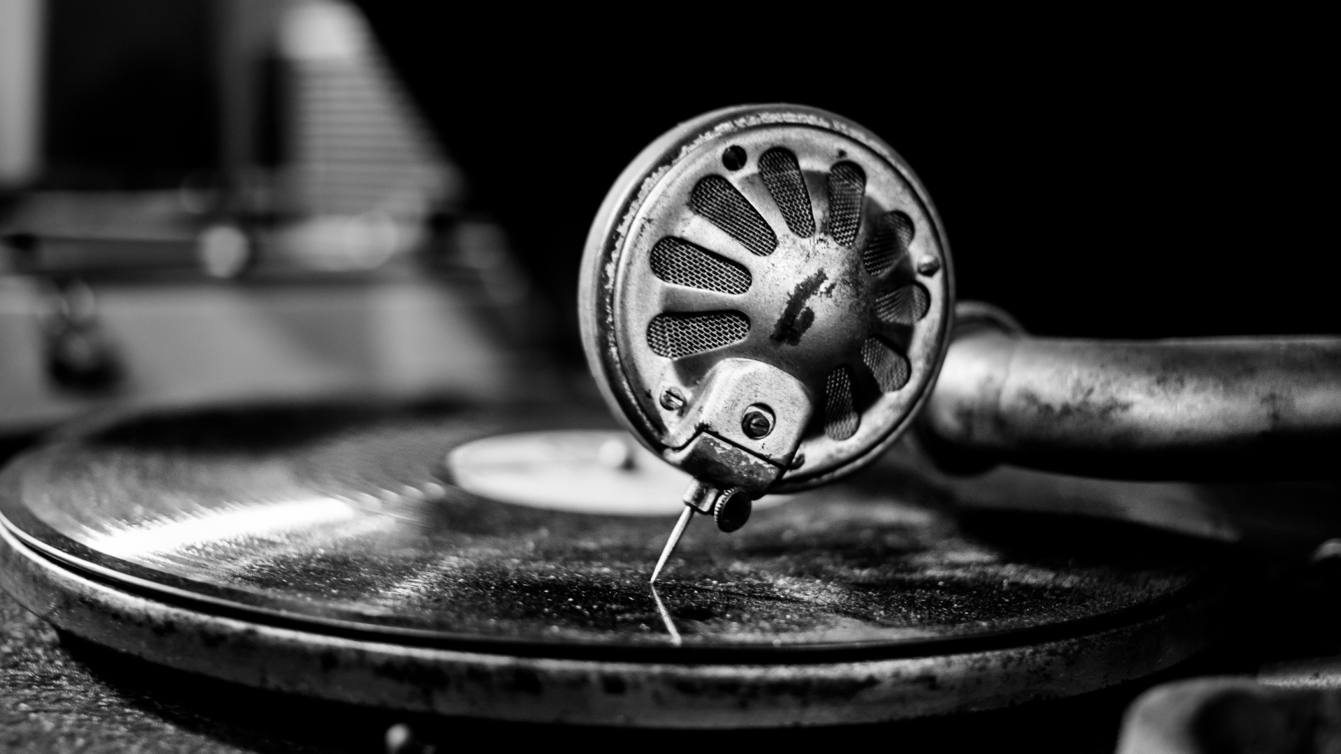 Phonograph, Schallplatte, Rad, Monochrom, Schwarz Und Weiß. Wallpaper in 1920x1080 Resolution