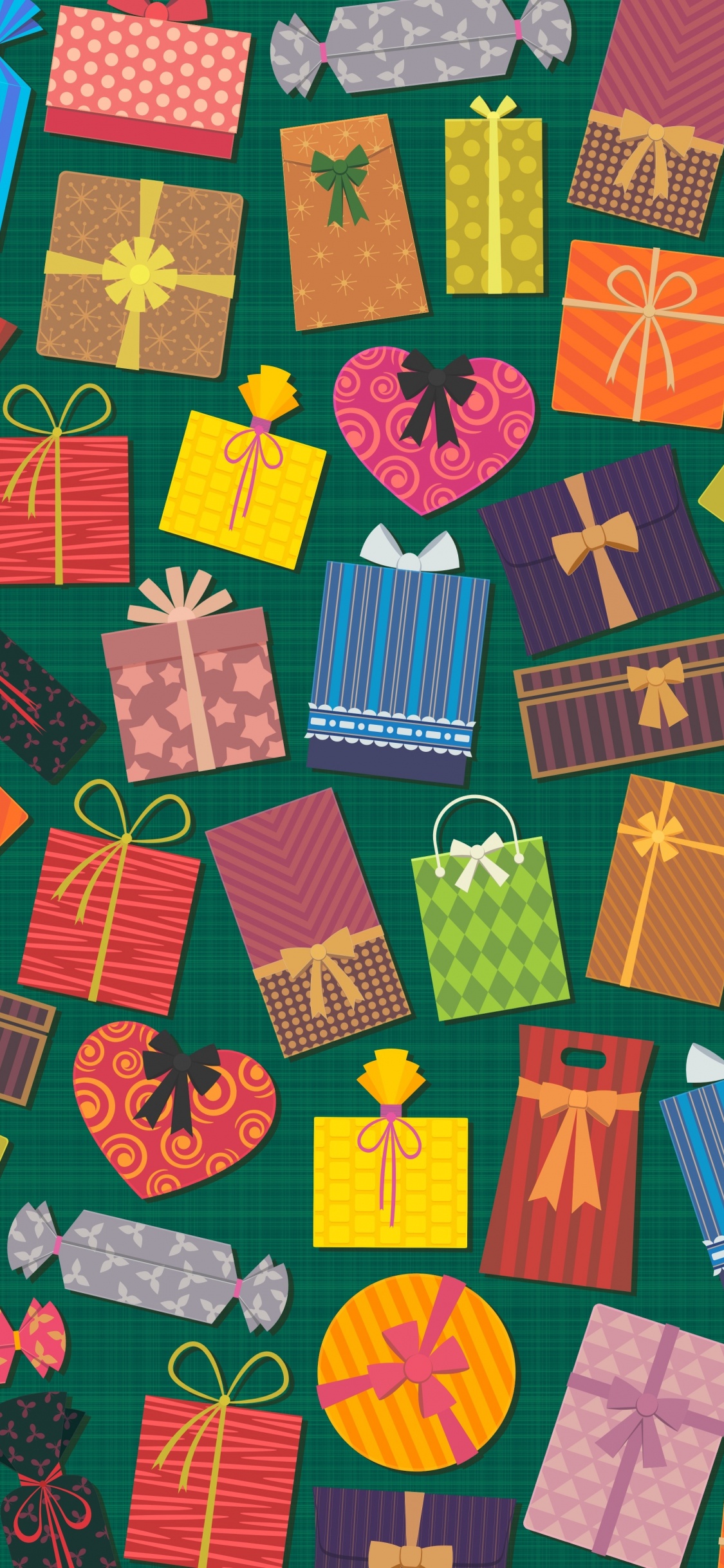 Bunte Geschenke, Geschenk, Weihnachtsgeschenk, Shopping, Geschenkkarte. Wallpaper in 1125x2436 Resolution