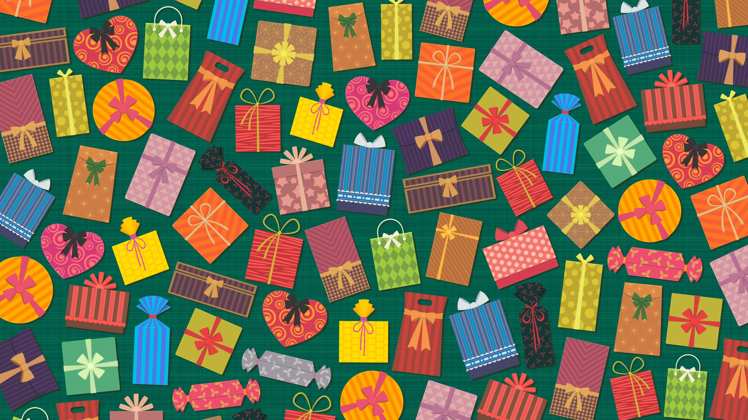 Bunte Geschenke, Geschenk, Weihnachtsgeschenk, Shopping, Geschenkkarte. Wallpaper in 2560x1440 Resolution