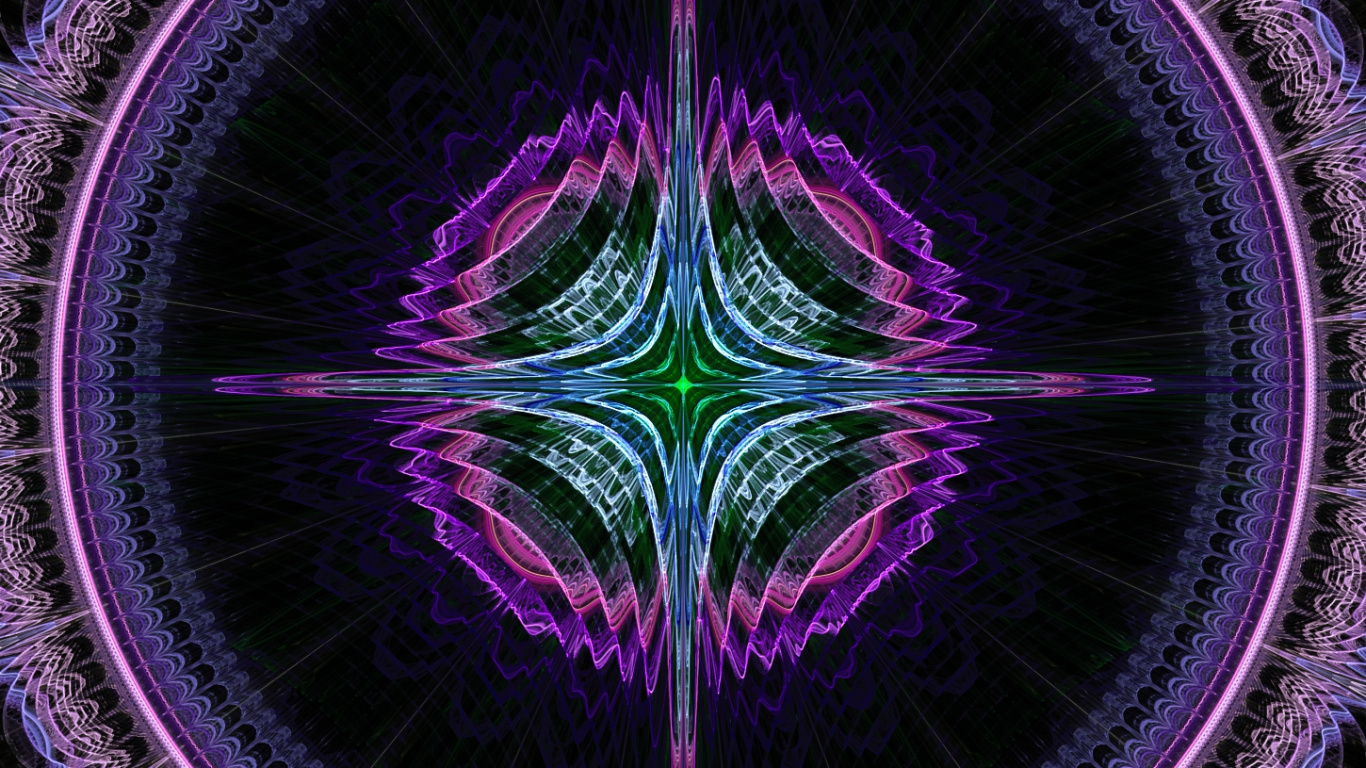 分形技术, 分形, 对称, 紫色的, 迷幻术 壁纸 1366x768 允许