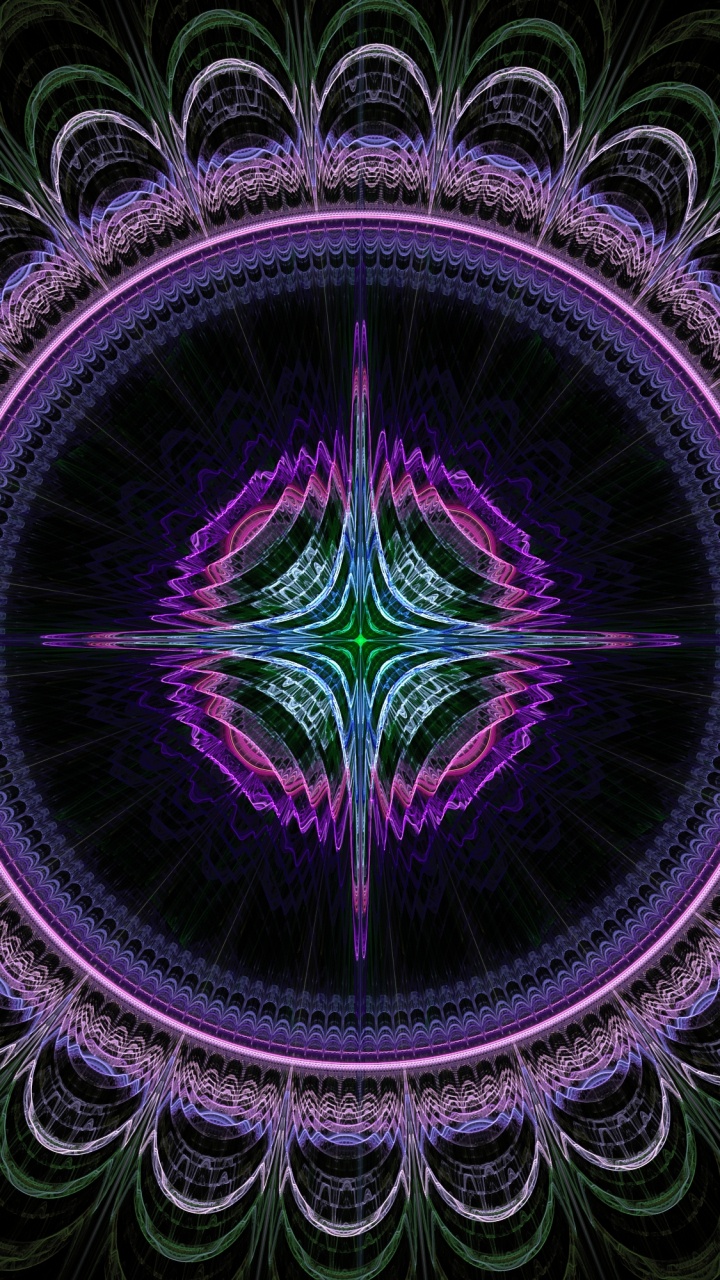 分形技术, 分形, 对称, 紫色的, 迷幻术 壁纸 720x1280 允许