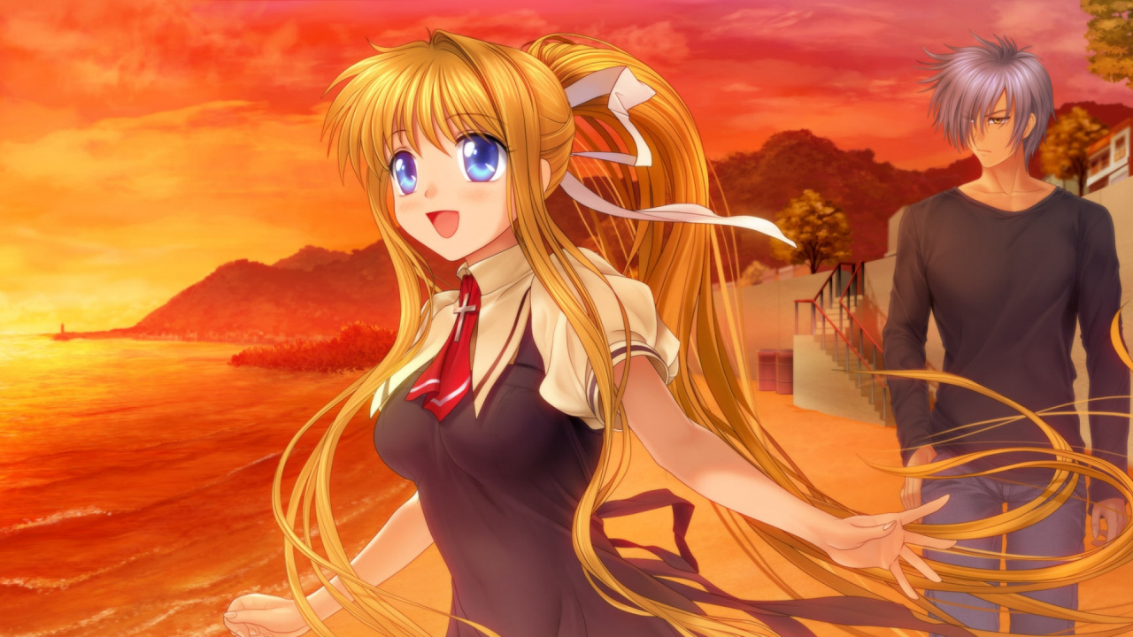 Blonde Haired Woman in Black Dress Anime Character. Wallpaper in 1280x720 Resolution