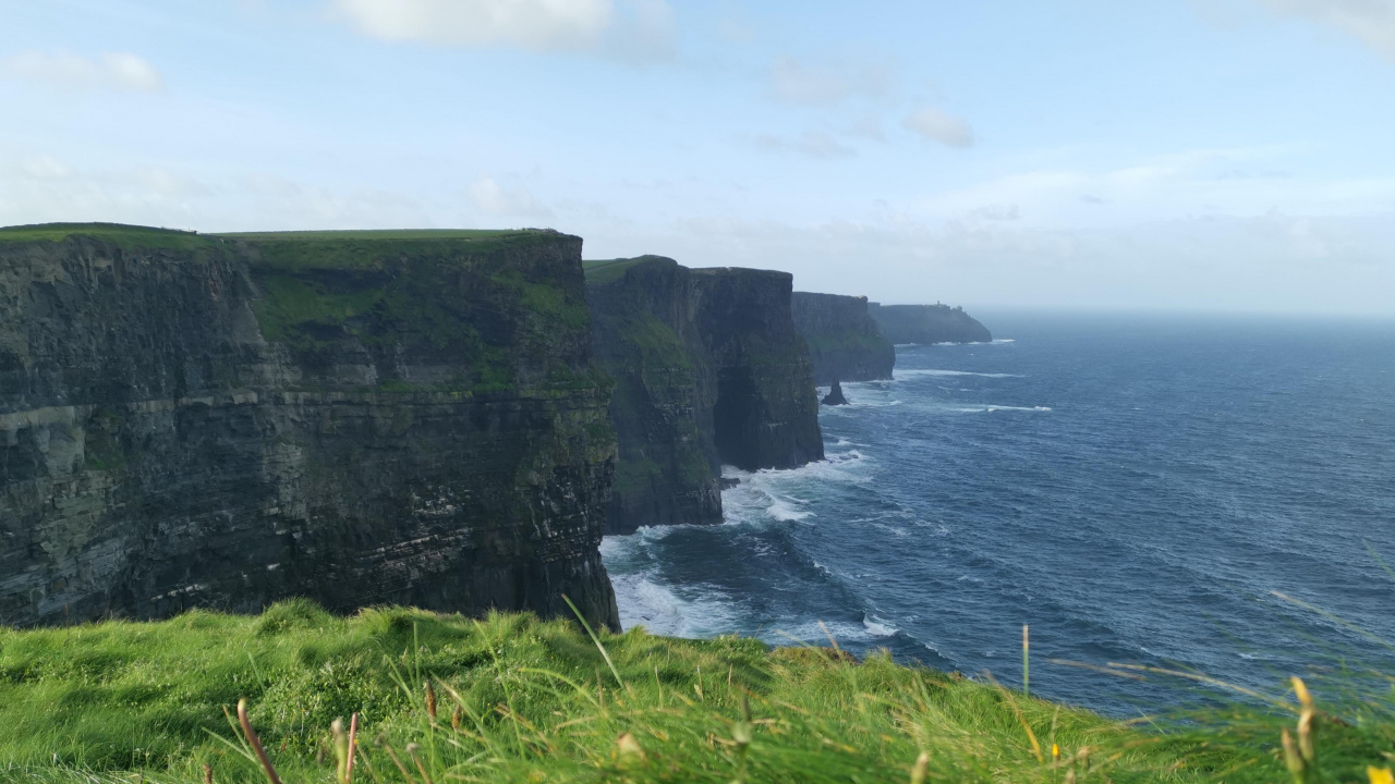 Cliffs of Moher, Cliff, Cove, Cloud, Plant. Wallpaper in 1280x720 Resolution