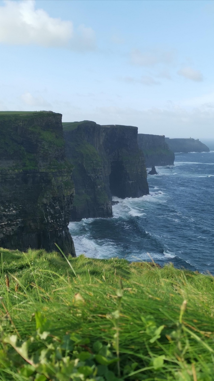 Cliffs of Moher, Cliff, Cove, Cloud, Plant. Wallpaper in 720x1280 Resolution