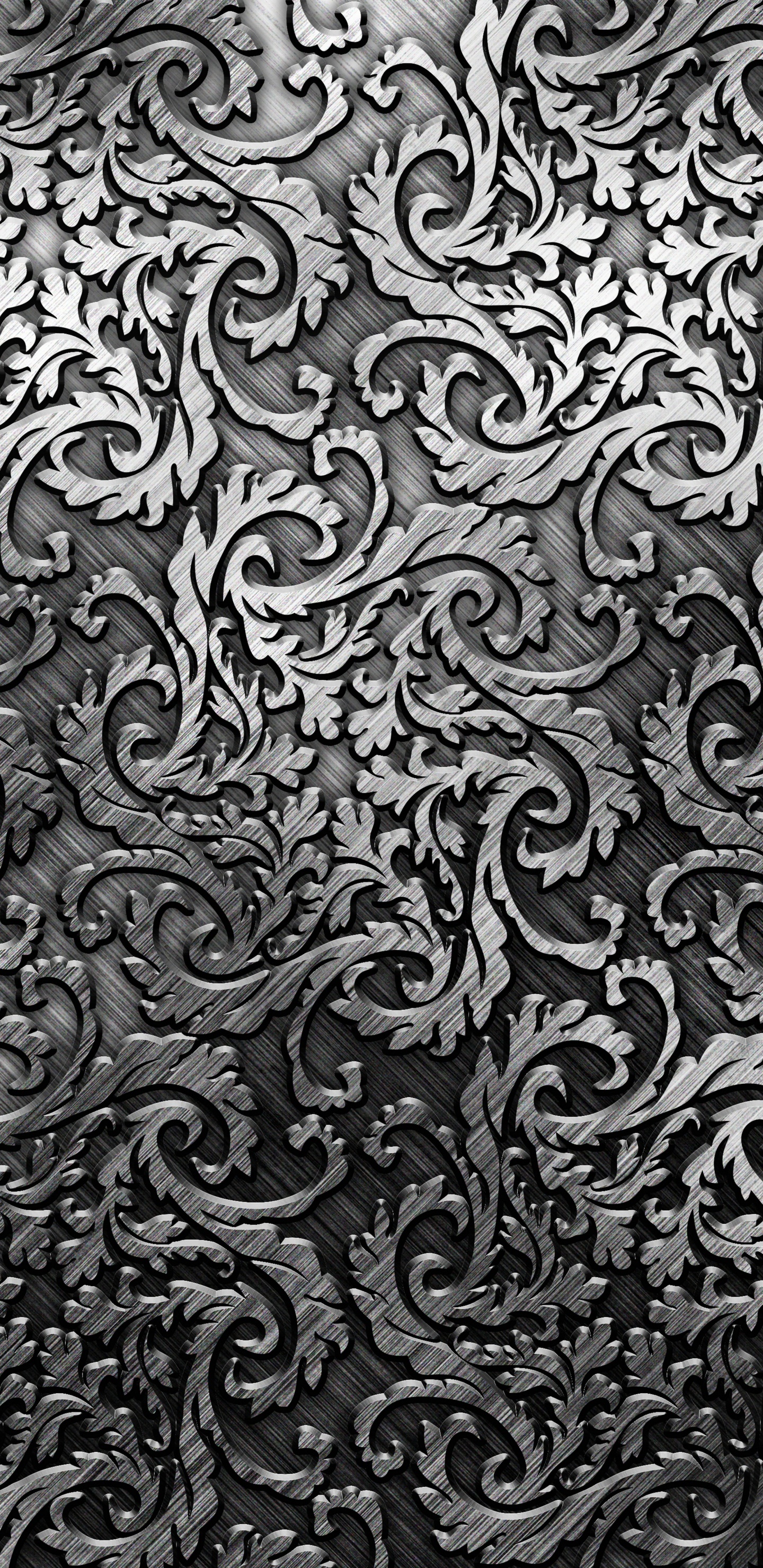 Black and White Abstract Painting. Wallpaper in 1440x2960 Resolution
