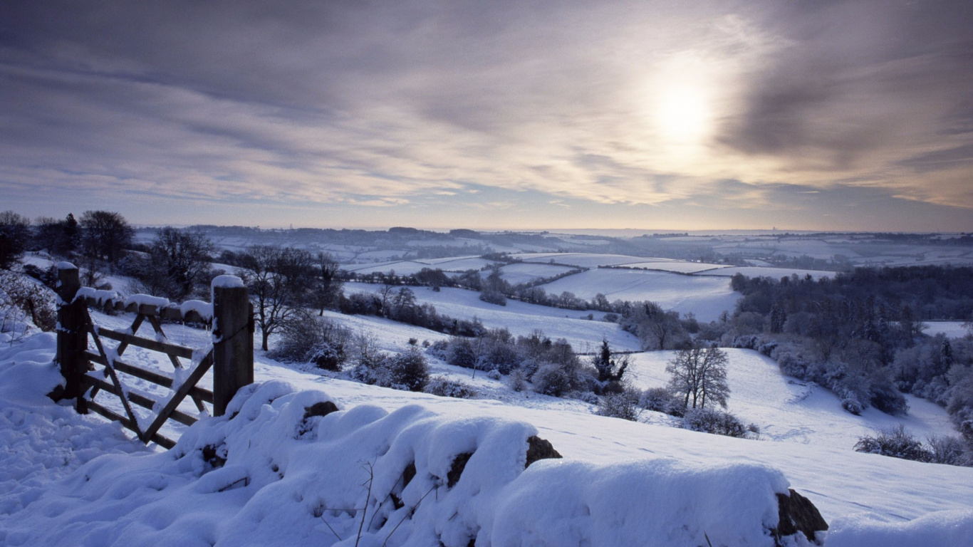 Snow Covered Field During Daytime. Wallpaper in 1366x768 Resolution