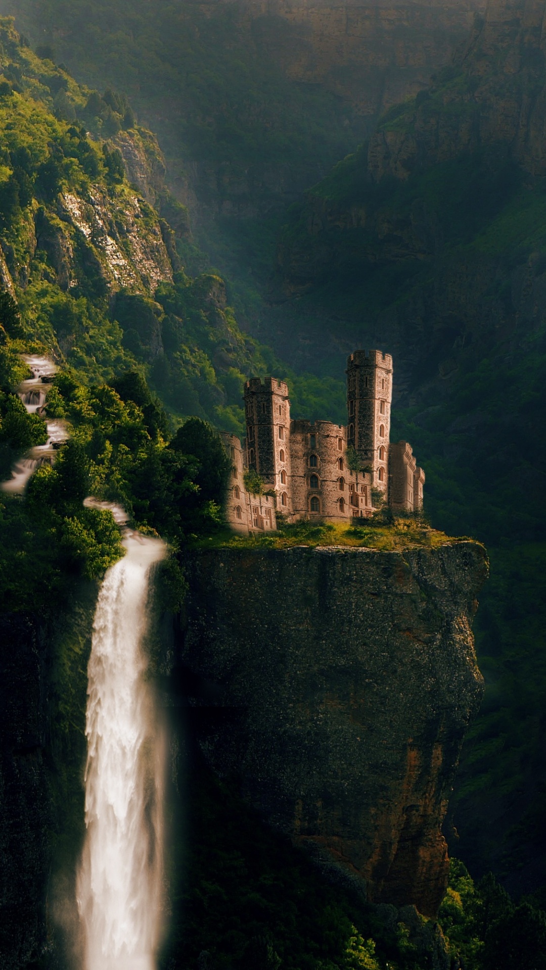 Wasserfälle Mitten im Wald. Wallpaper in 1080x1920 Resolution