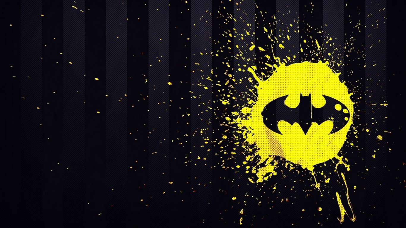 蝙蝠侠, 黄色的, 图形设计, 天空, 超级英雄 壁纸 1366x768 允许