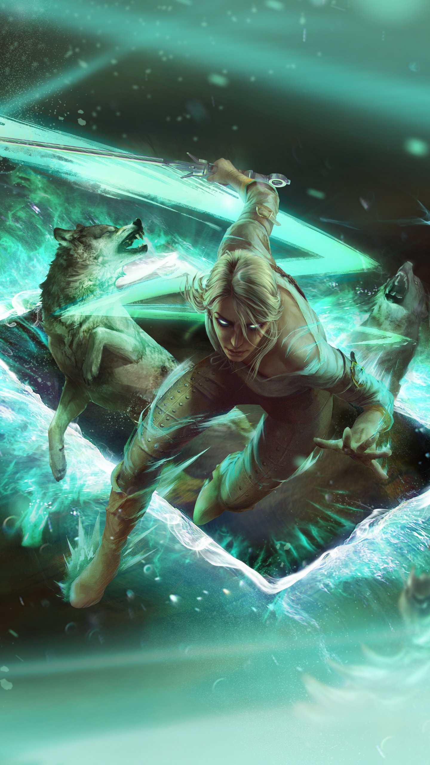 Gwent The Witcher Jeu De Cartes, The Witcher 3 Wild Hunt, Ciri, Geralt de Rivia, Eau. Wallpaper in 1440x2560 Resolution