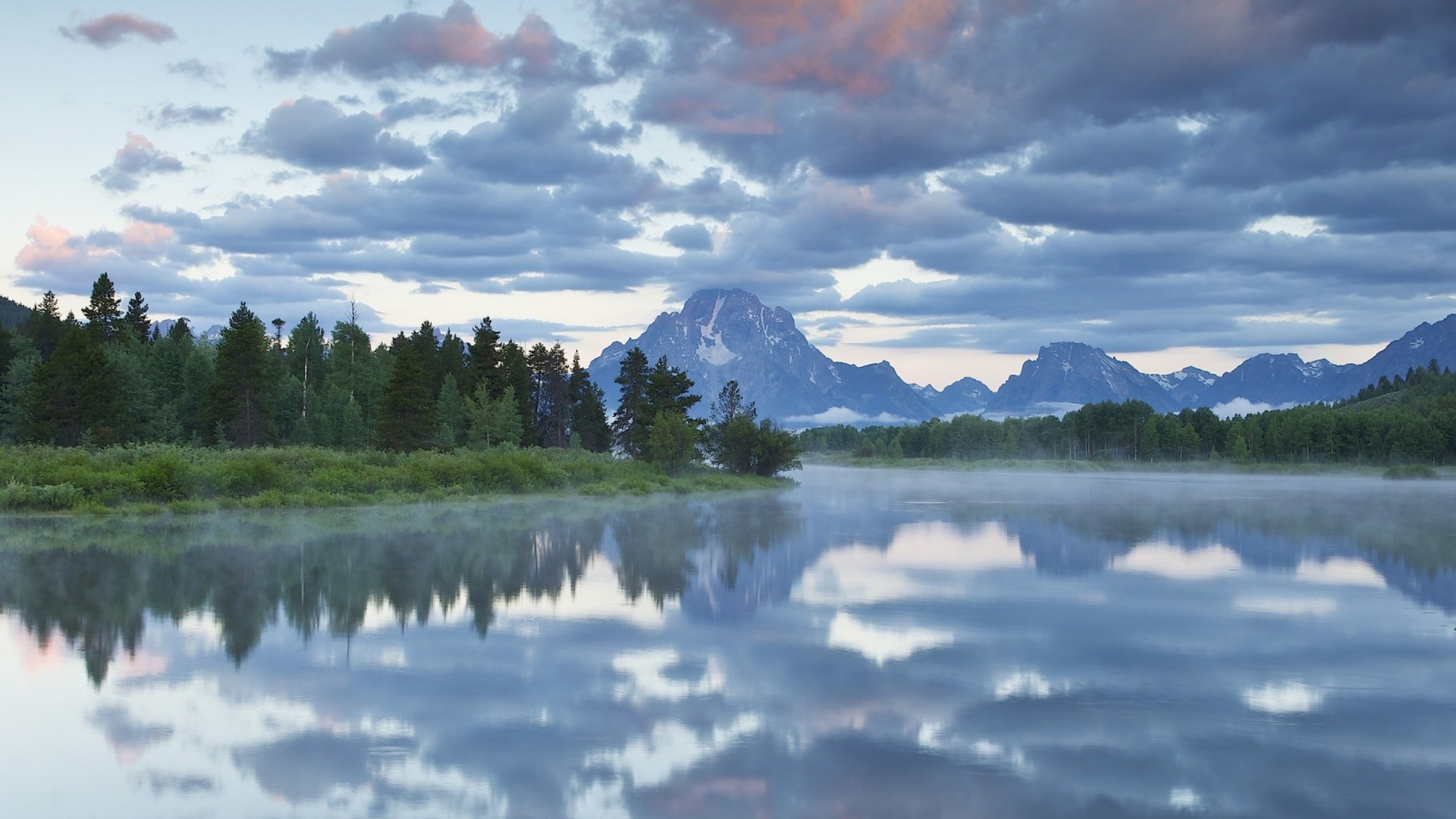 Green Trees Near Lake Under Cloudy Sky During Daytime. Wallpaper in 1920x1080 Resolution