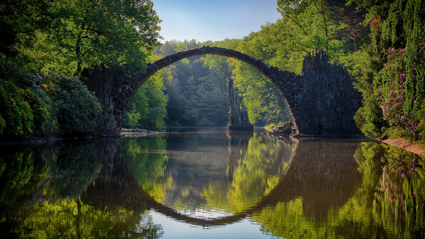 Pont du Diable Allemagne, Kromlau, Pont du Diable, Pont, Pont de Manhattan. Wallpaper in 1366x768 Resolution