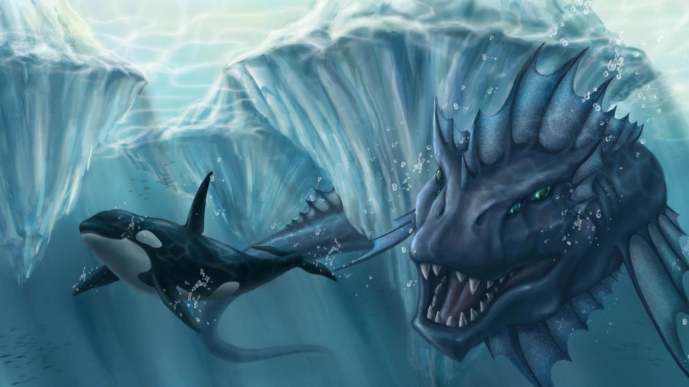 Blauer Und Weißer Hai Unter Wasser. Wallpaper in 1366x768 Resolution