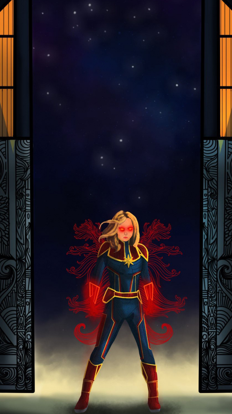 Frau in Blauer Und Roter Kleidillustration. Wallpaper in 750x1334 Resolution