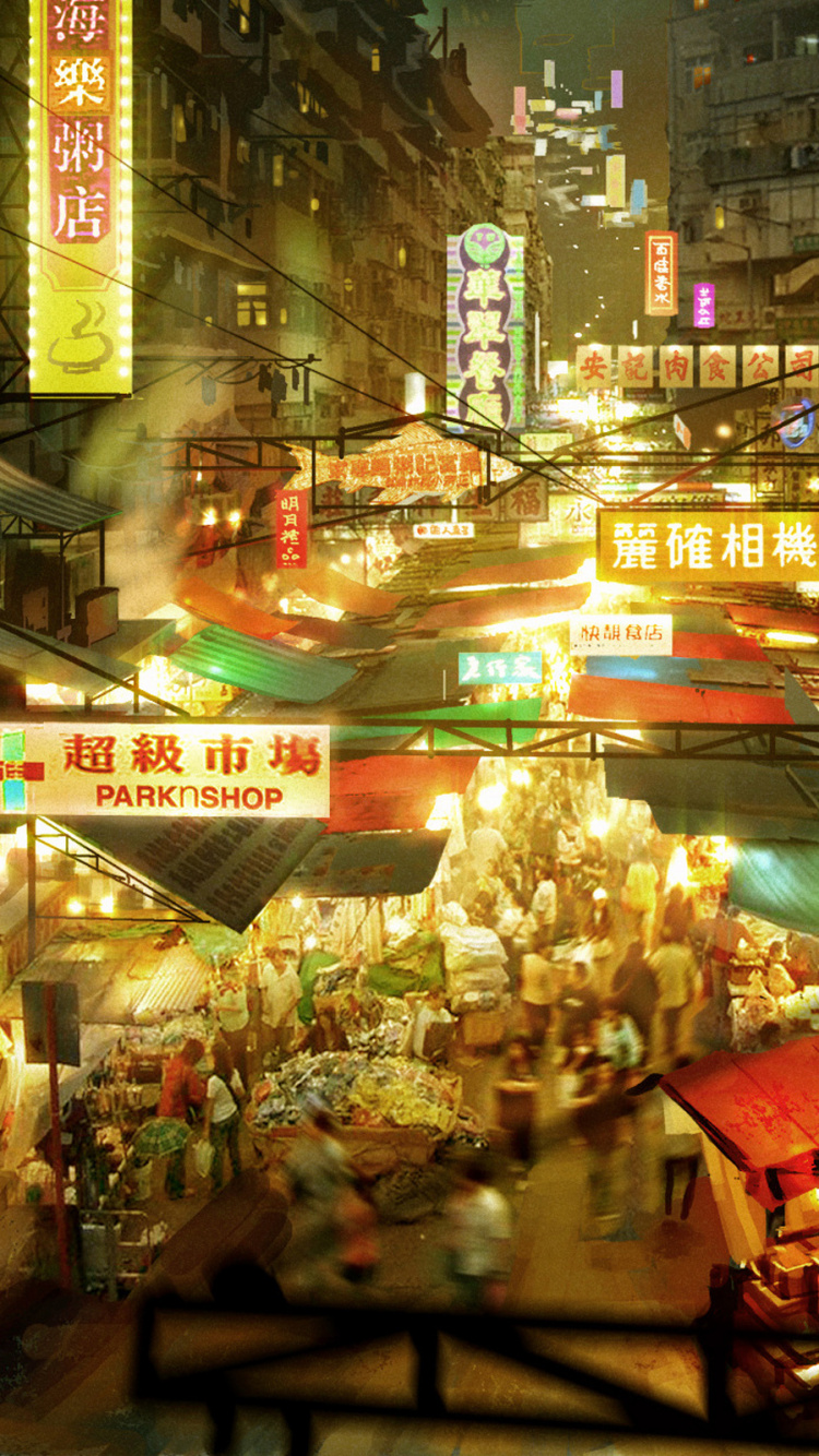 People Walking on Street During Nighttime. Wallpaper in 750x1334 Resolution