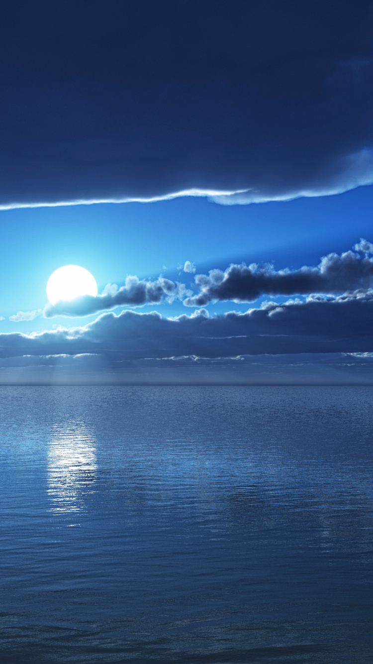 Ozean, Horizont, Blau, Natur, Cloud. Wallpaper in 750x1334 Resolution