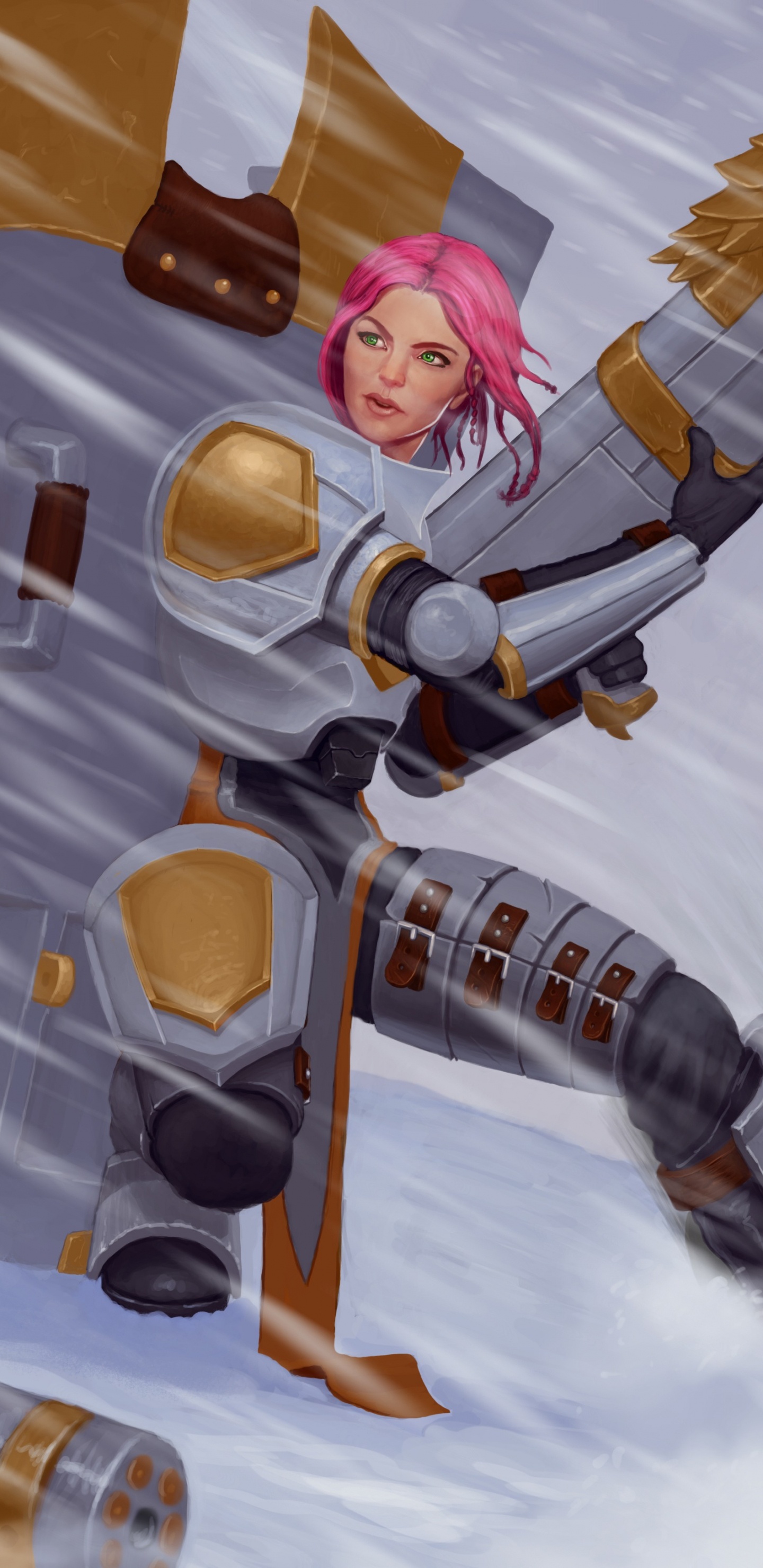 Liga de Leyendas, Fan Art, Arte, Ilustración, Invierno. Wallpaper in 1440x2960 Resolution