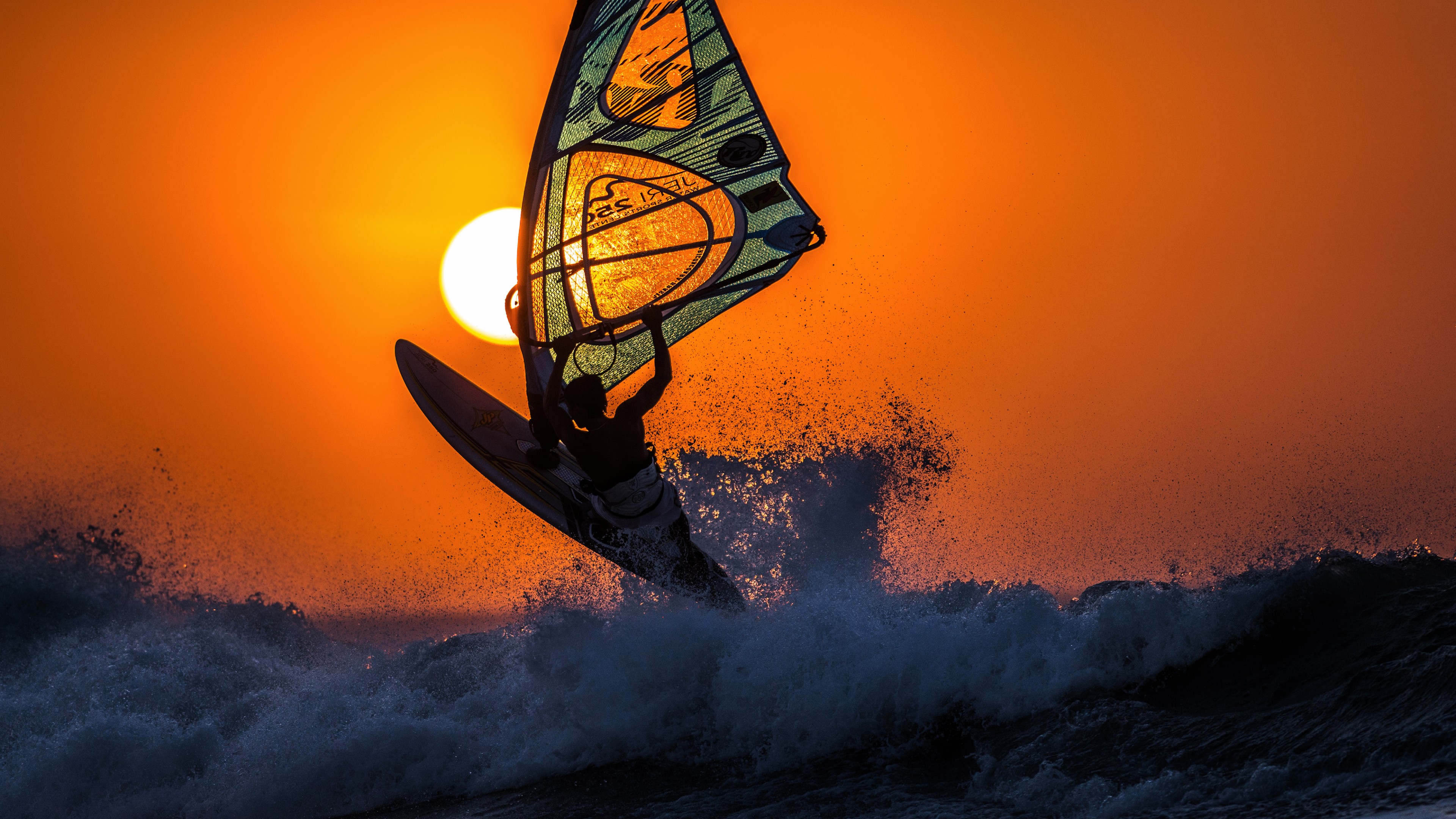 Windsurf, Eau, Surf, Orange, Motomarine. Wallpaper in 3840x2160 Resolution
