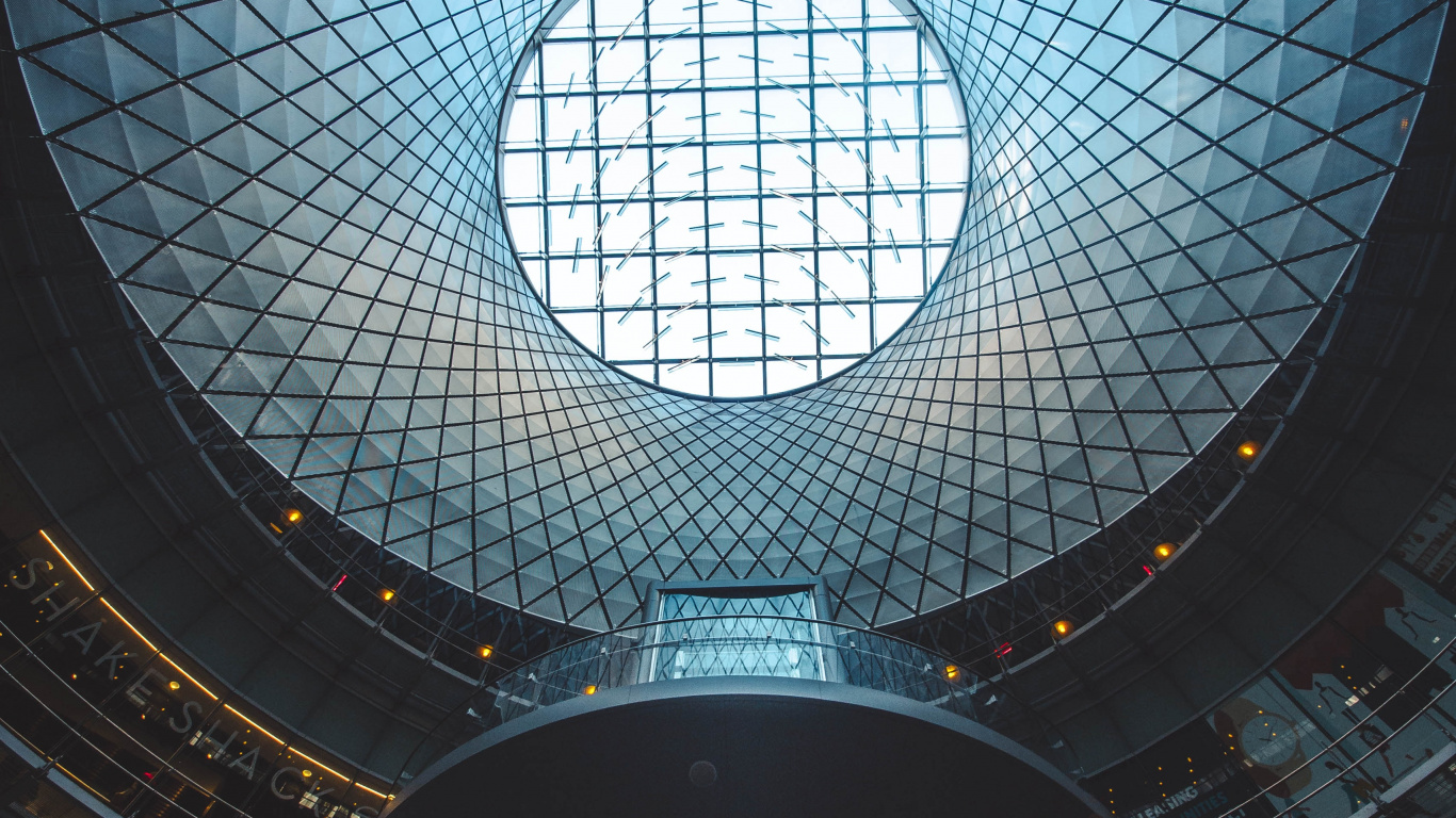 White and Black Round Ceiling. Wallpaper in 1366x768 Resolution