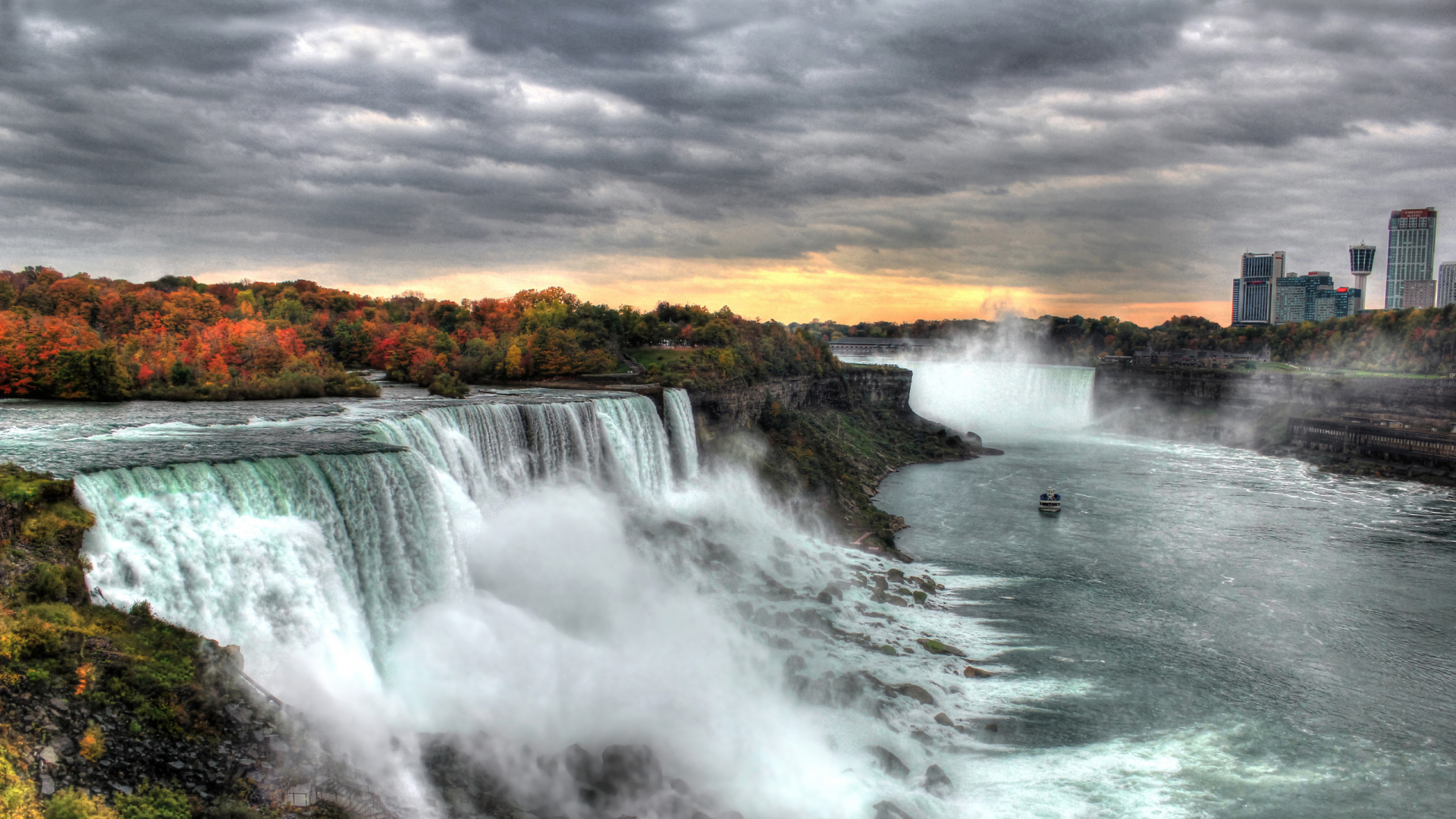Waterfalls Under Gray Cloudy Sky During Daytime. Wallpaper in 1920x1080 Resolution