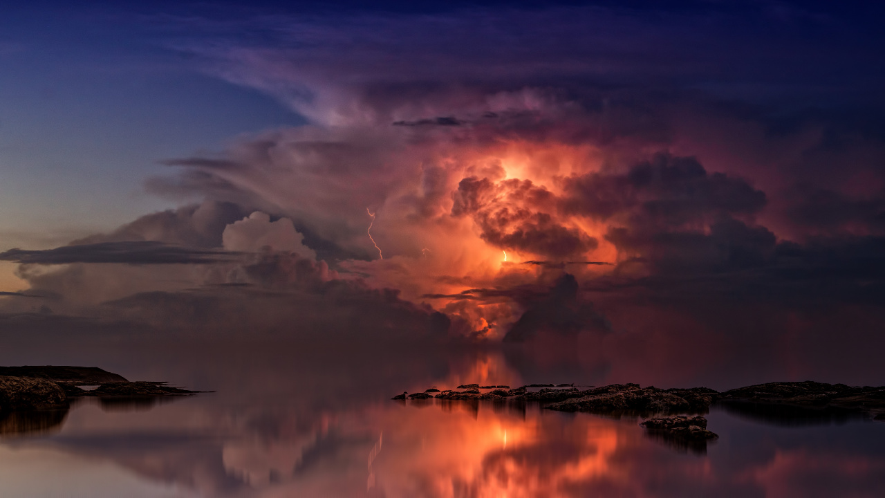 Raging Storm, Storm, Thunderstorm, Cloud, Nature. Wallpaper in 1280x720 Resolution