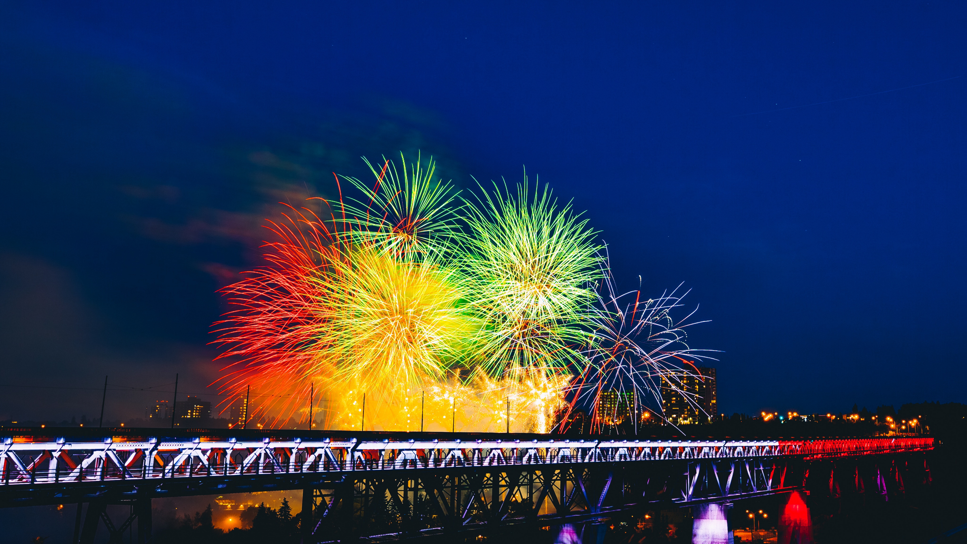 Feuerwerk, Nacht, Neue Jahre Tag, Veranstaltung, Festival. Wallpaper in 3840x2160 Resolution