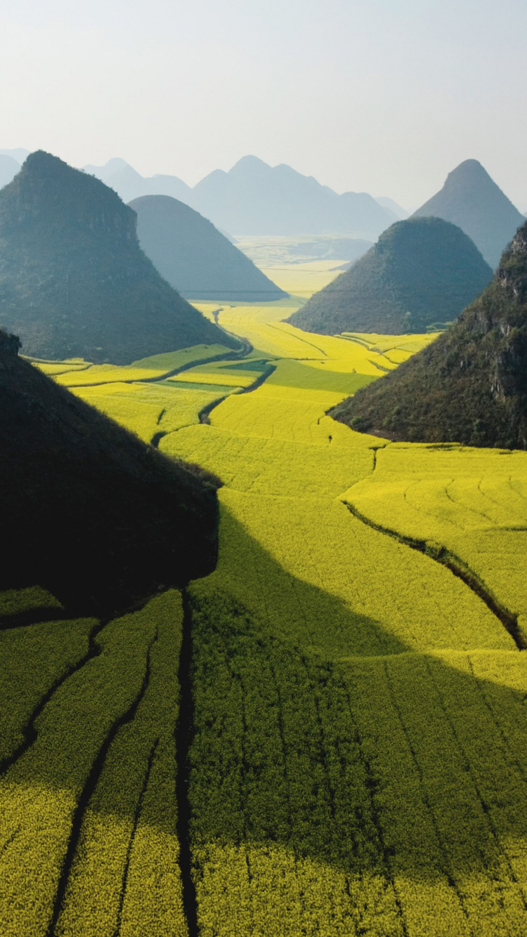Green Grass Field Near Mountain During Daytime. Wallpaper in 750x1334 Resolution