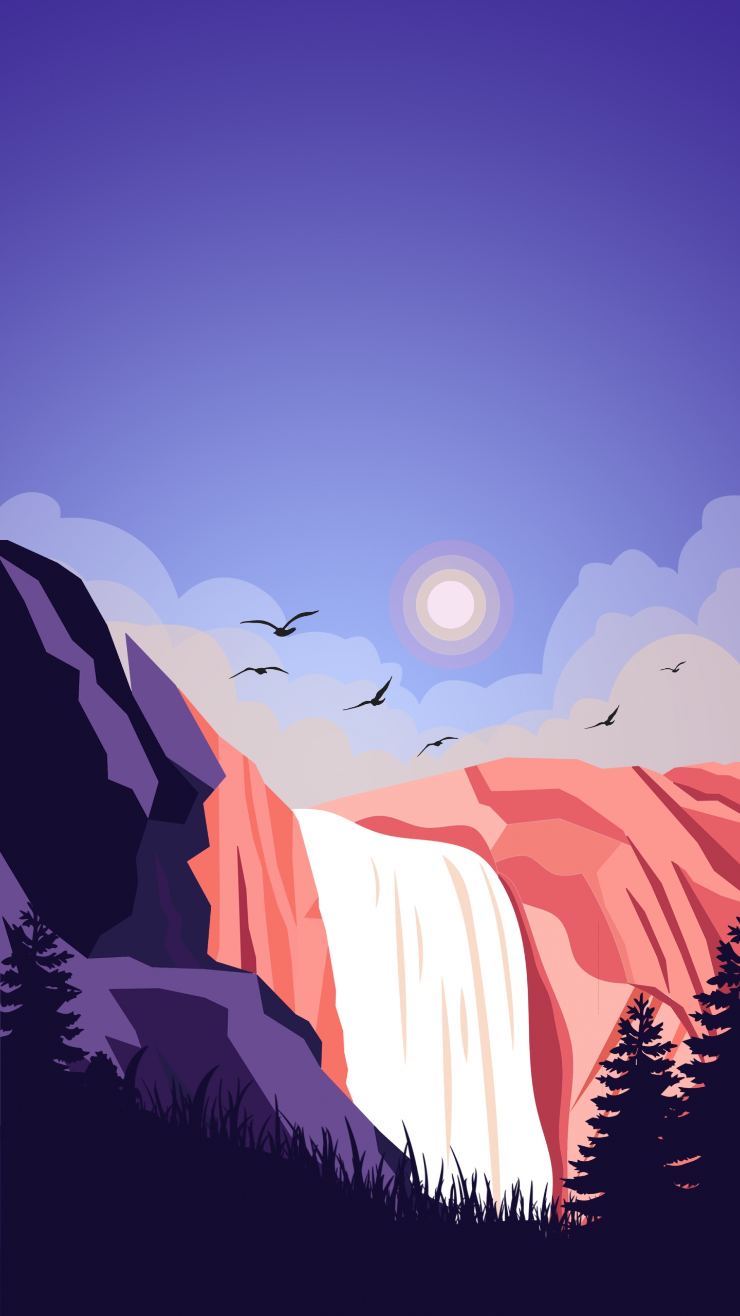 Atmosphere, Cloud, Natural Landscape, Mountain, Painting. Wallpaper in 1440x2560 Resolution