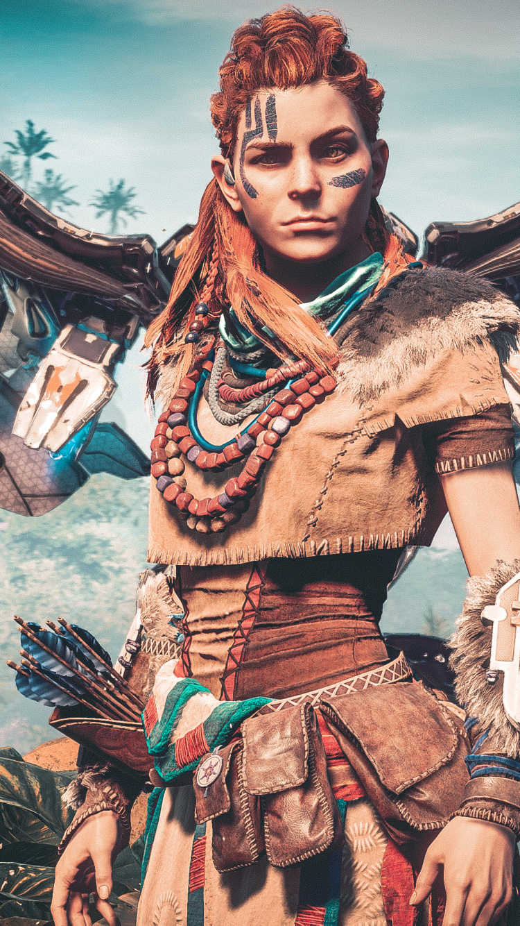 Horizon Zero Dawn, Aloy, Playstation 4, Illustration, Mythology. Wallpaper in 750x1334 Resolution