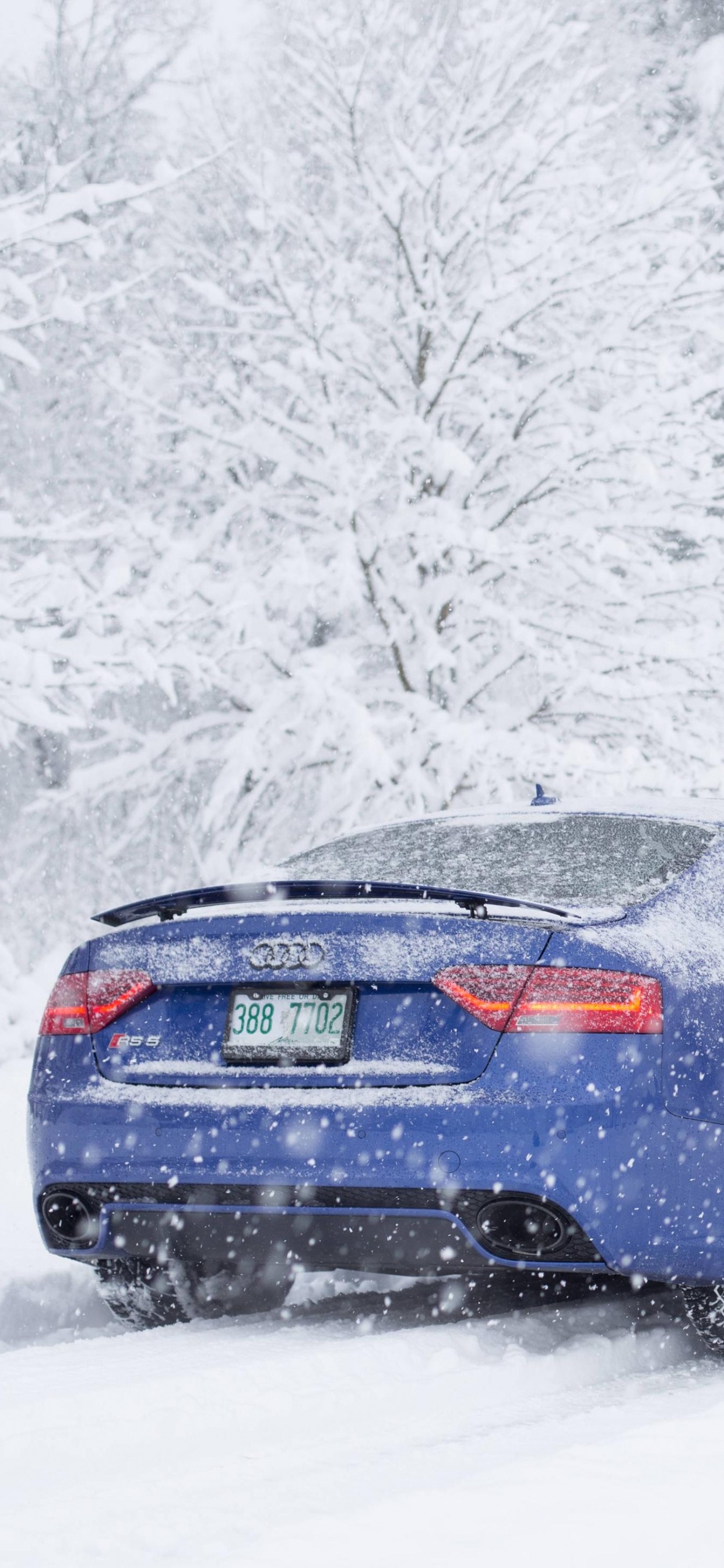 Schwarzer Porsche 911 Auf Schneebedecktem Boden. Wallpaper in 1242x2688 Resolution