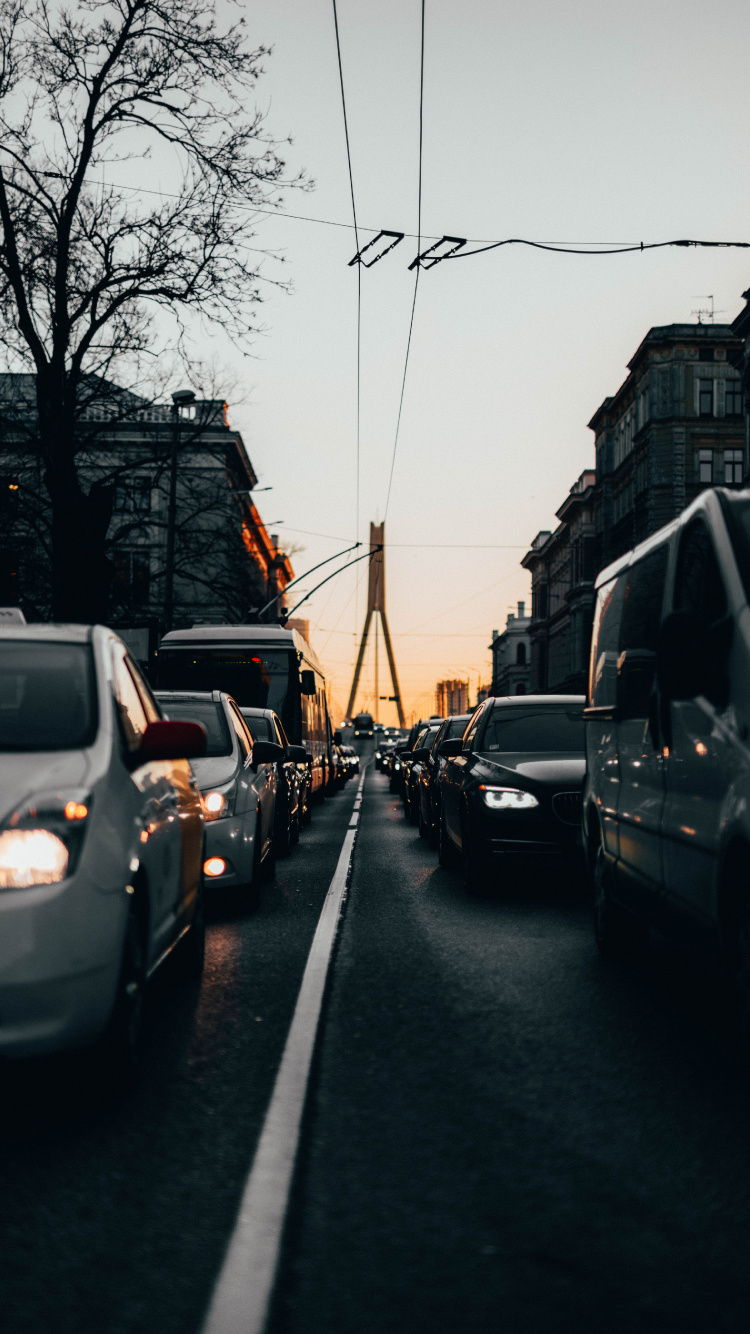 Cars Parked on The Side of The Road During Daytime. Wallpaper in 750x1334 Resolution