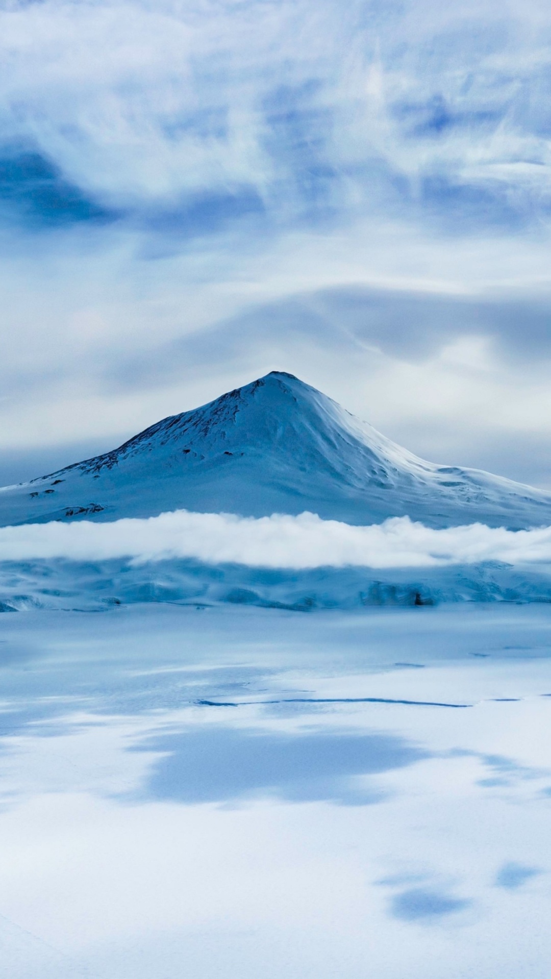 Snow Covered Mountain Under Cloudy Sky During Daytime. Wallpaper in 1080x1920 Resolution
