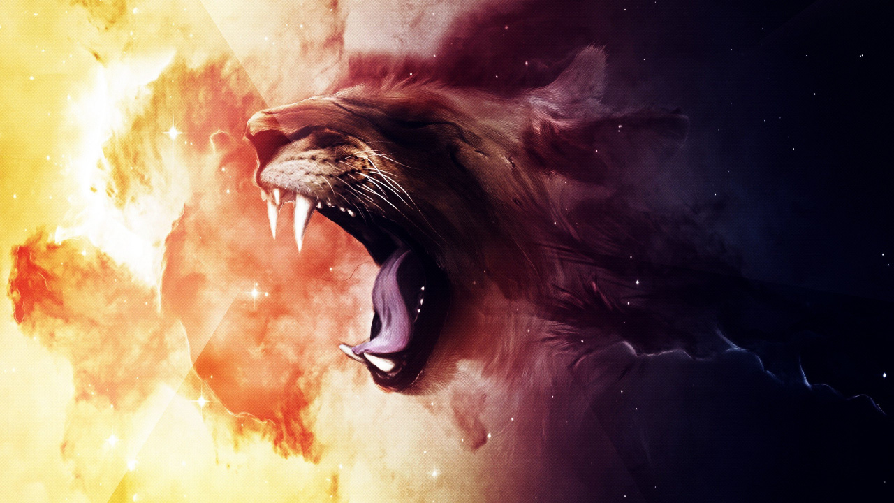 Brown and White Lion Illustration. Wallpaper in 1280x720 Resolution
