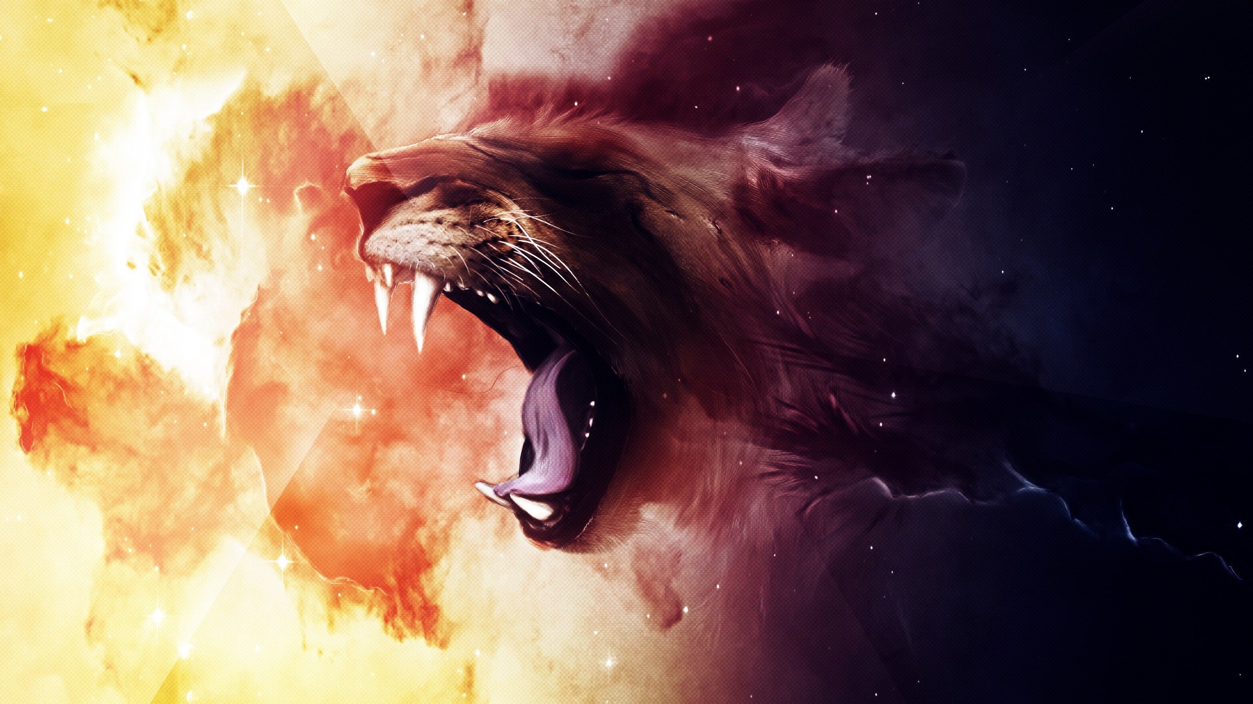Brown and White Lion Illustration. Wallpaper in 2560x1440 Resolution