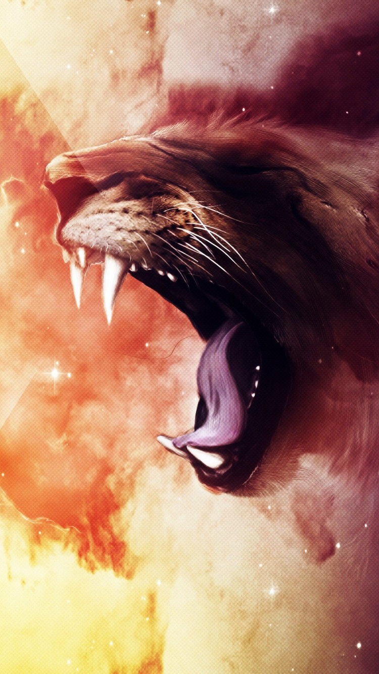 Brown and White Lion Illustration. Wallpaper in 750x1334 Resolution