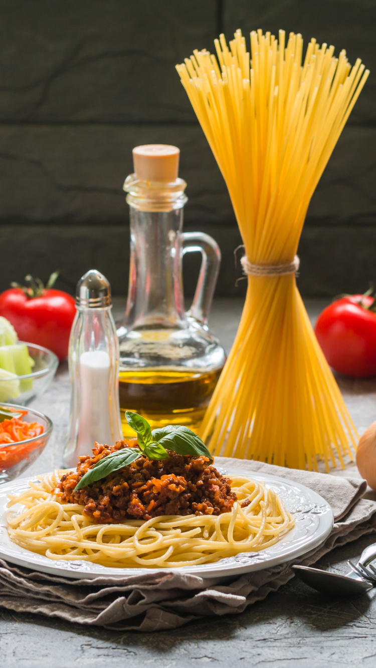 Pasta Dish on White Ceramic Plate. Wallpaper in 750x1334 Resolution