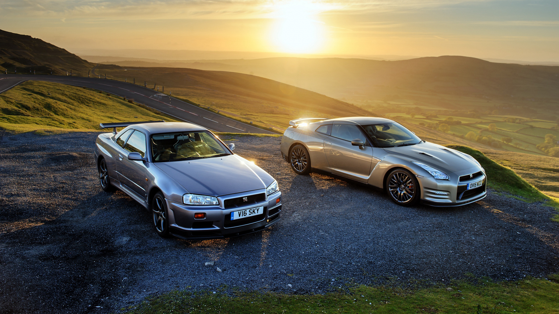Black Mercedes Benz Coupe on Road During Sunset. Wallpaper in 1920x1080 Resolution