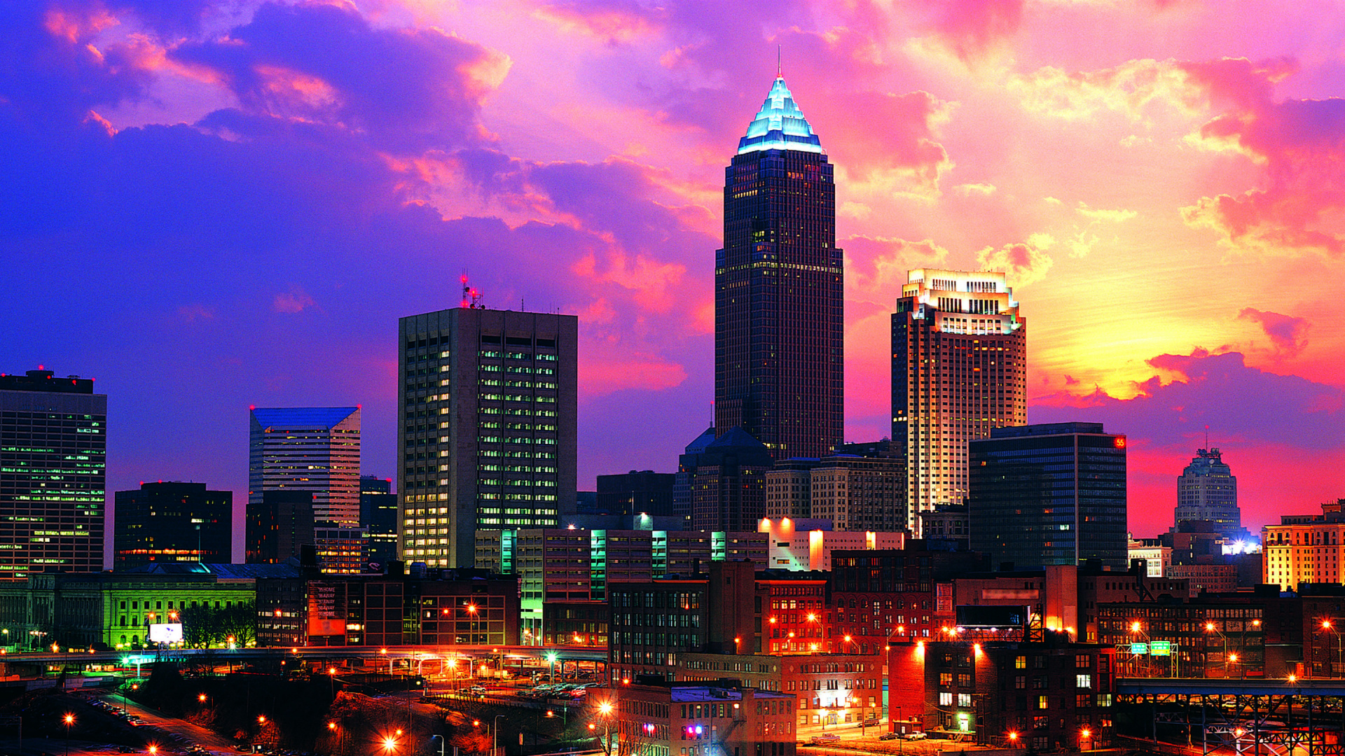 City Skyline During Night Time. Wallpaper in 1920x1080 Resolution