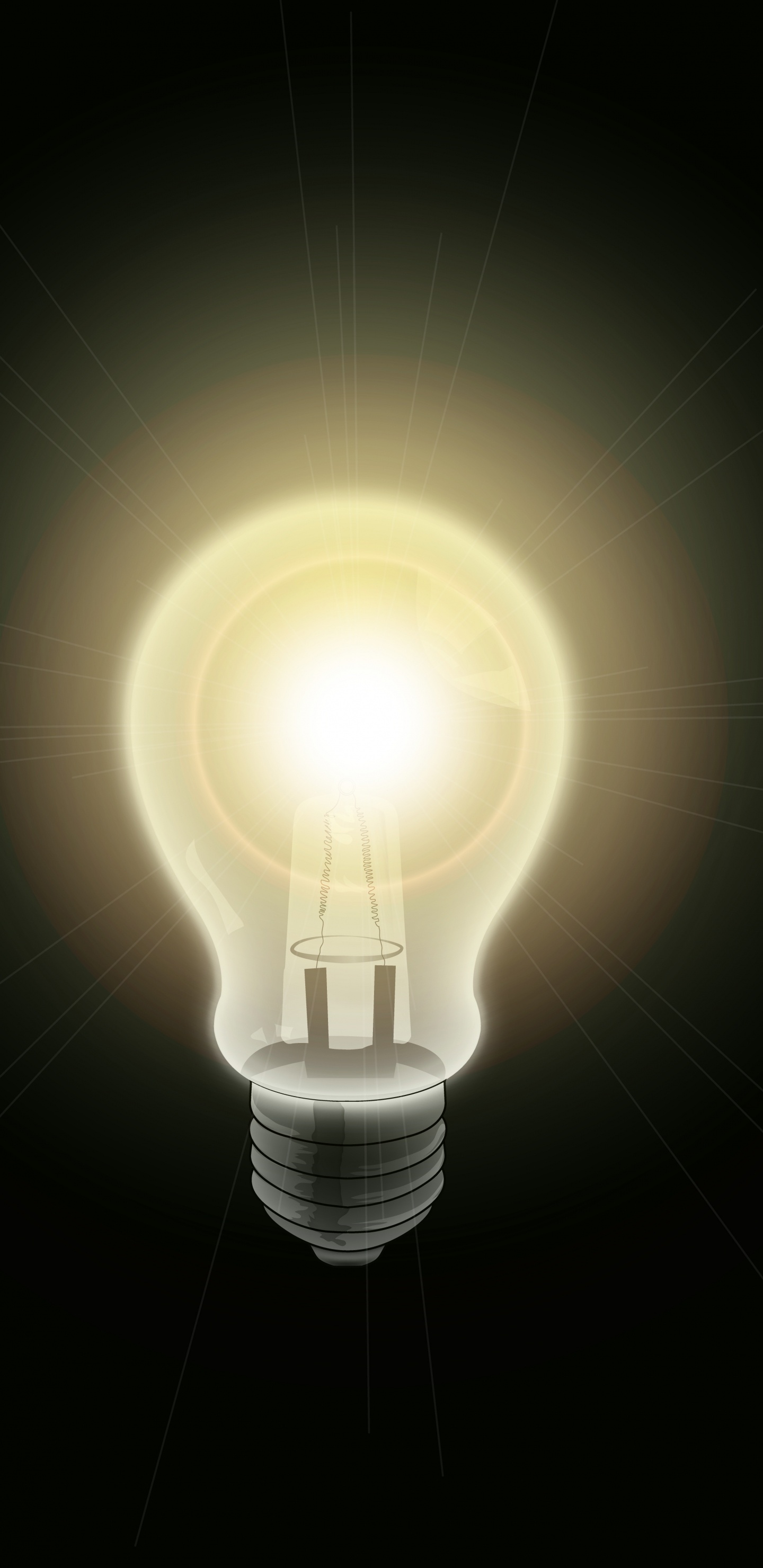 Weiße Glühbirne im Dunklen Raum Eingeschaltet. Wallpaper in 1440x2960 Resolution