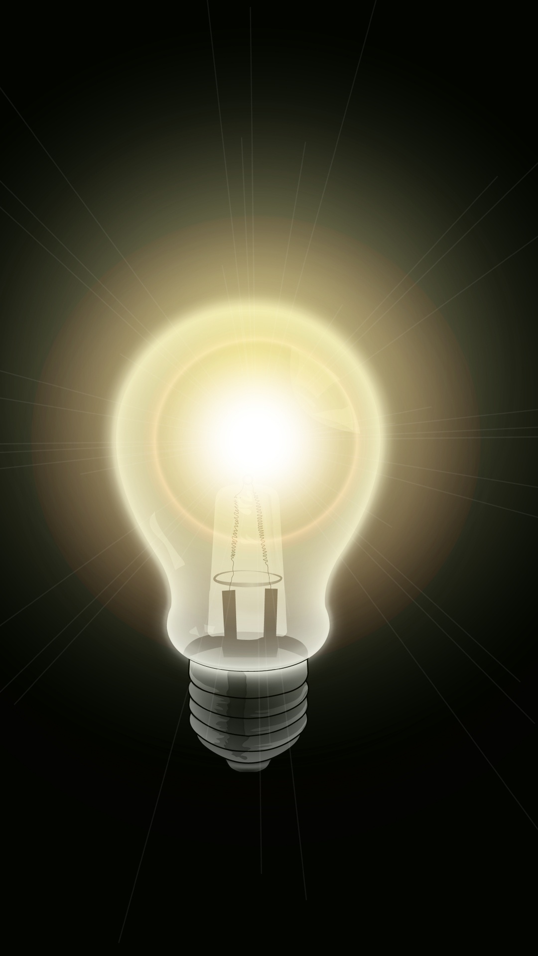 White Light Bulb Turned on in Dark Room. Wallpaper in 1080x1920 Resolution