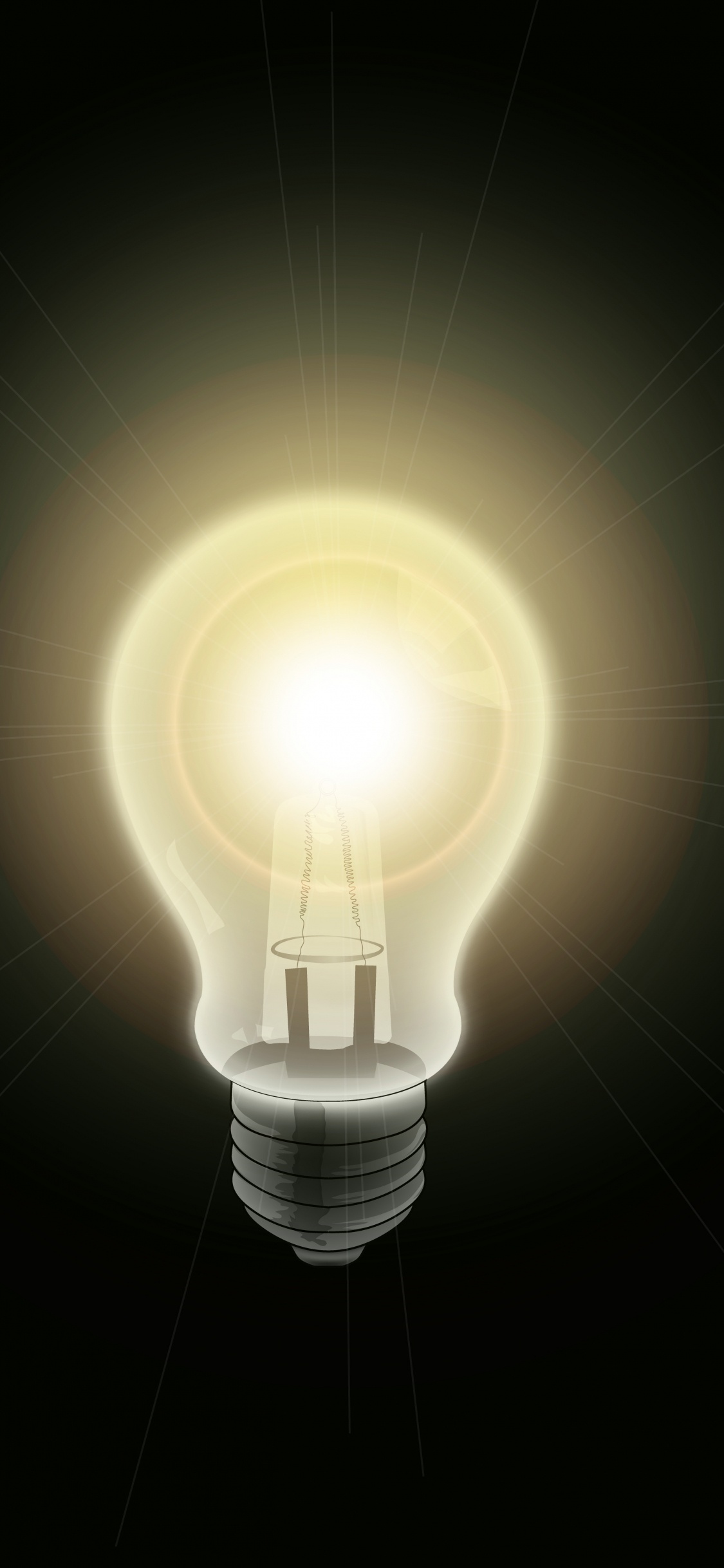 White Light Bulb Turned on in Dark Room. Wallpaper in 1125x2436 Resolution