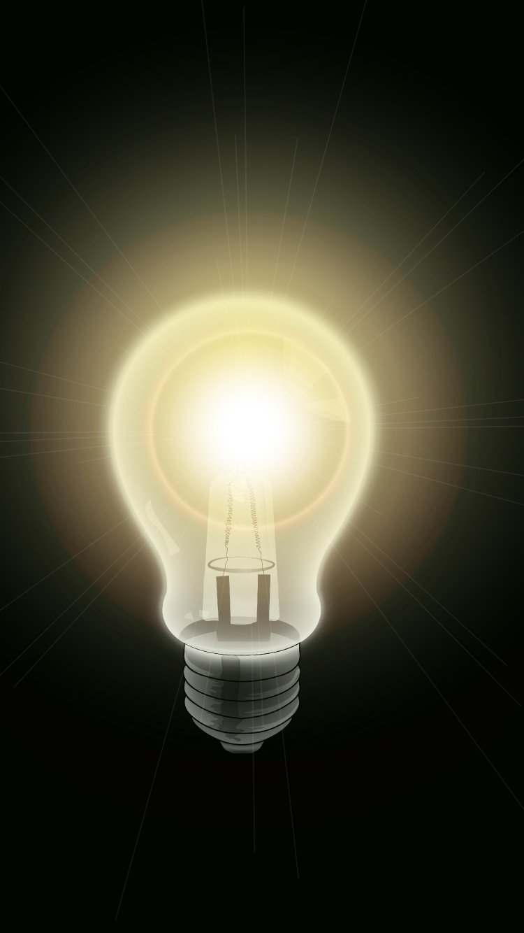 White Light Bulb Turned on in Dark Room. Wallpaper in 750x1334 Resolution