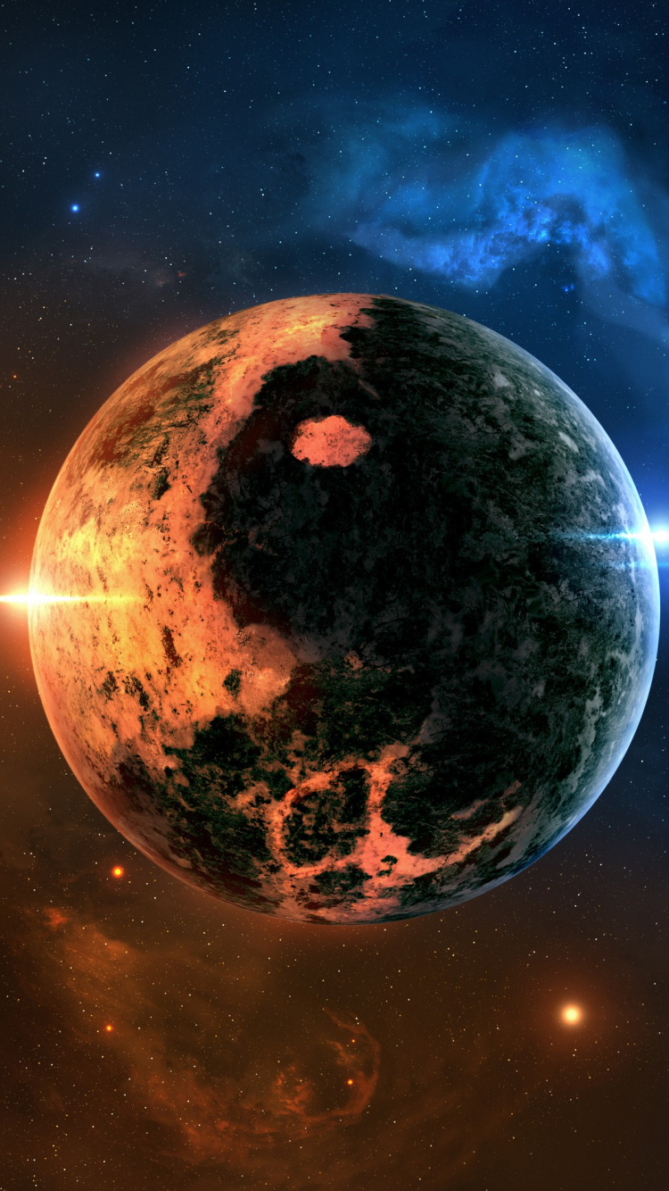 Pleine Lune Avec Des Étoiles Dans le Ciel. Wallpaper in 750x1334 Resolution