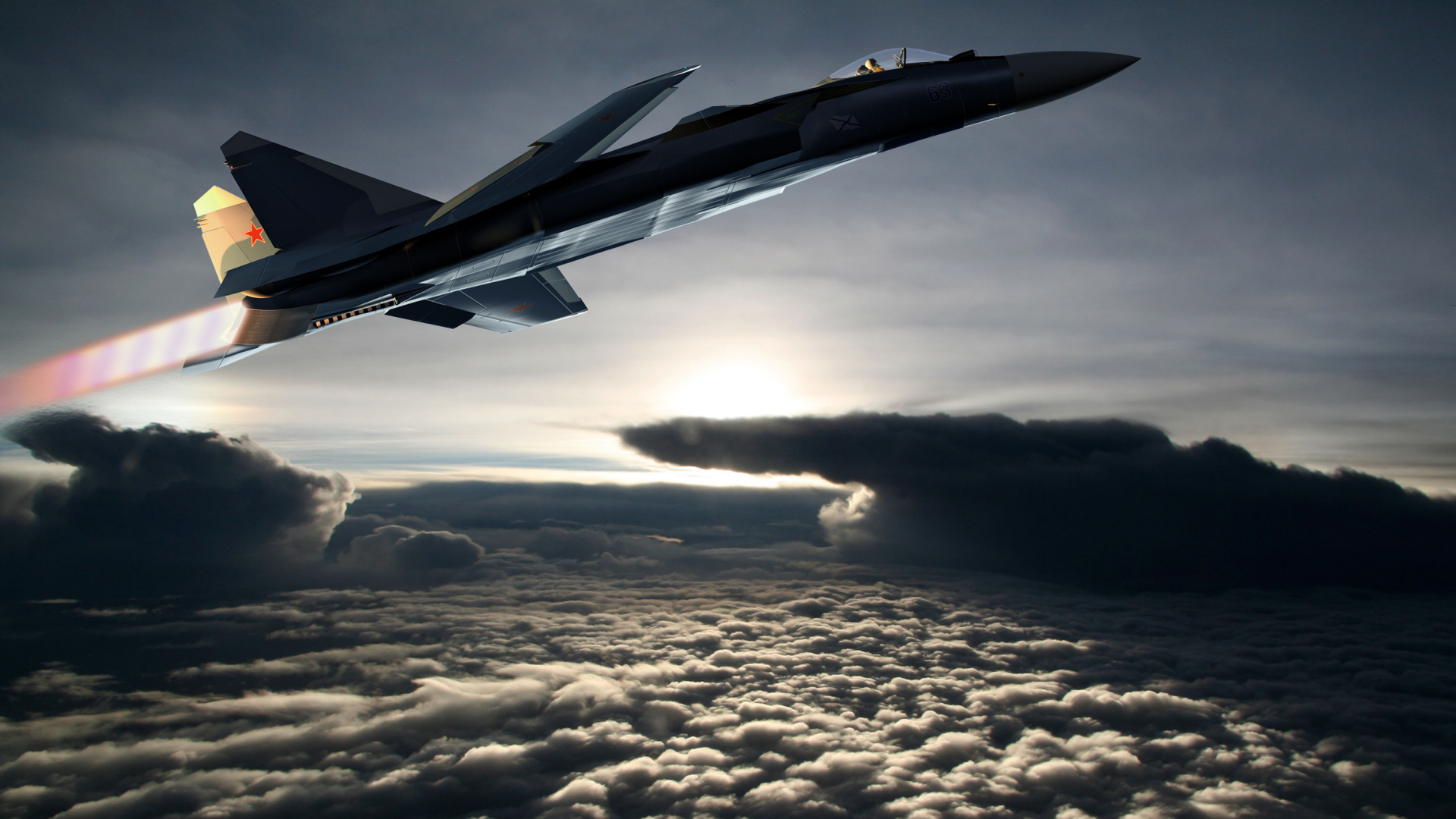 Graues Düsenflugzeug Auf Weißen Wolken Tagsüber. Wallpaper in 1920x1080 Resolution